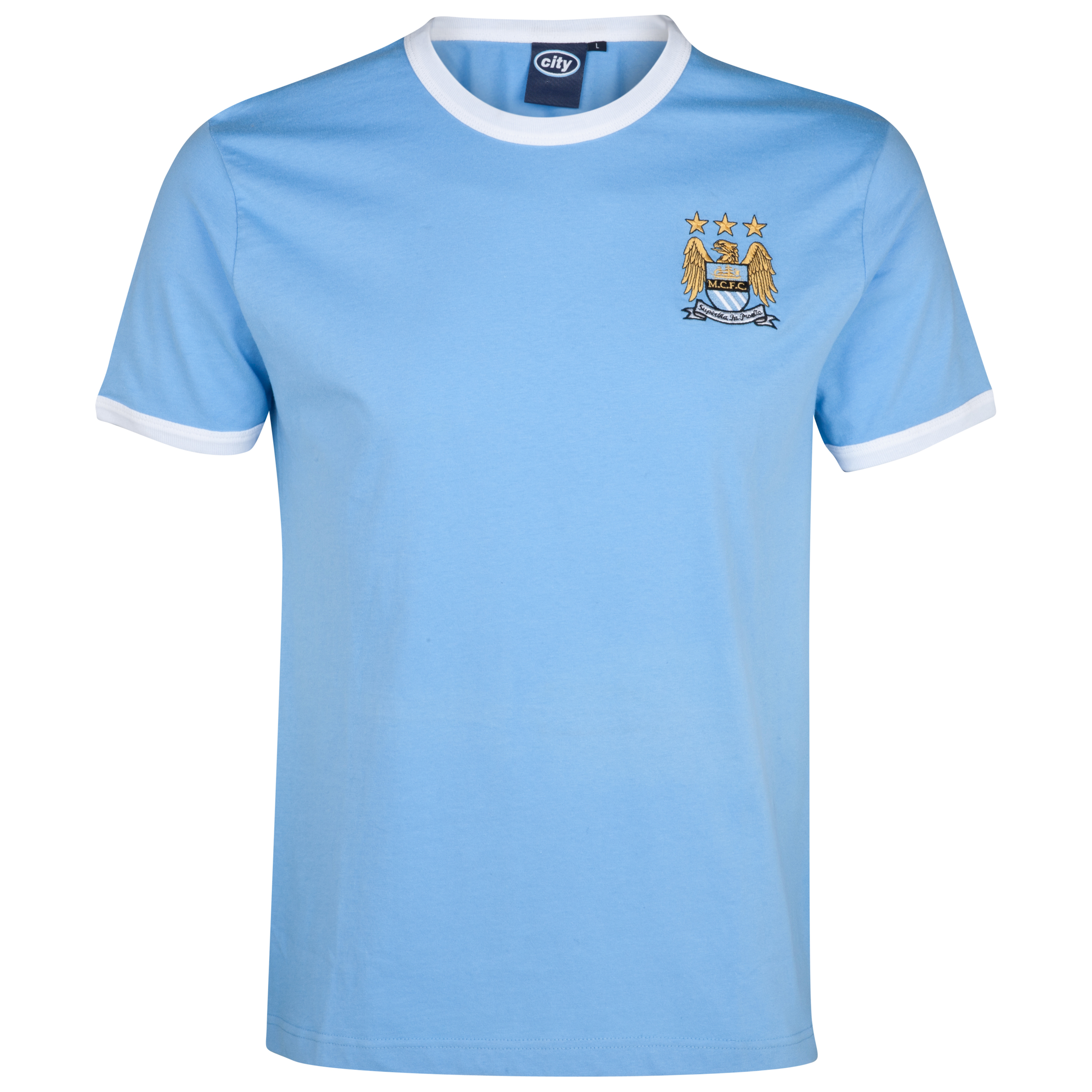 Manchester City Essential Border T-Shirt - Sky