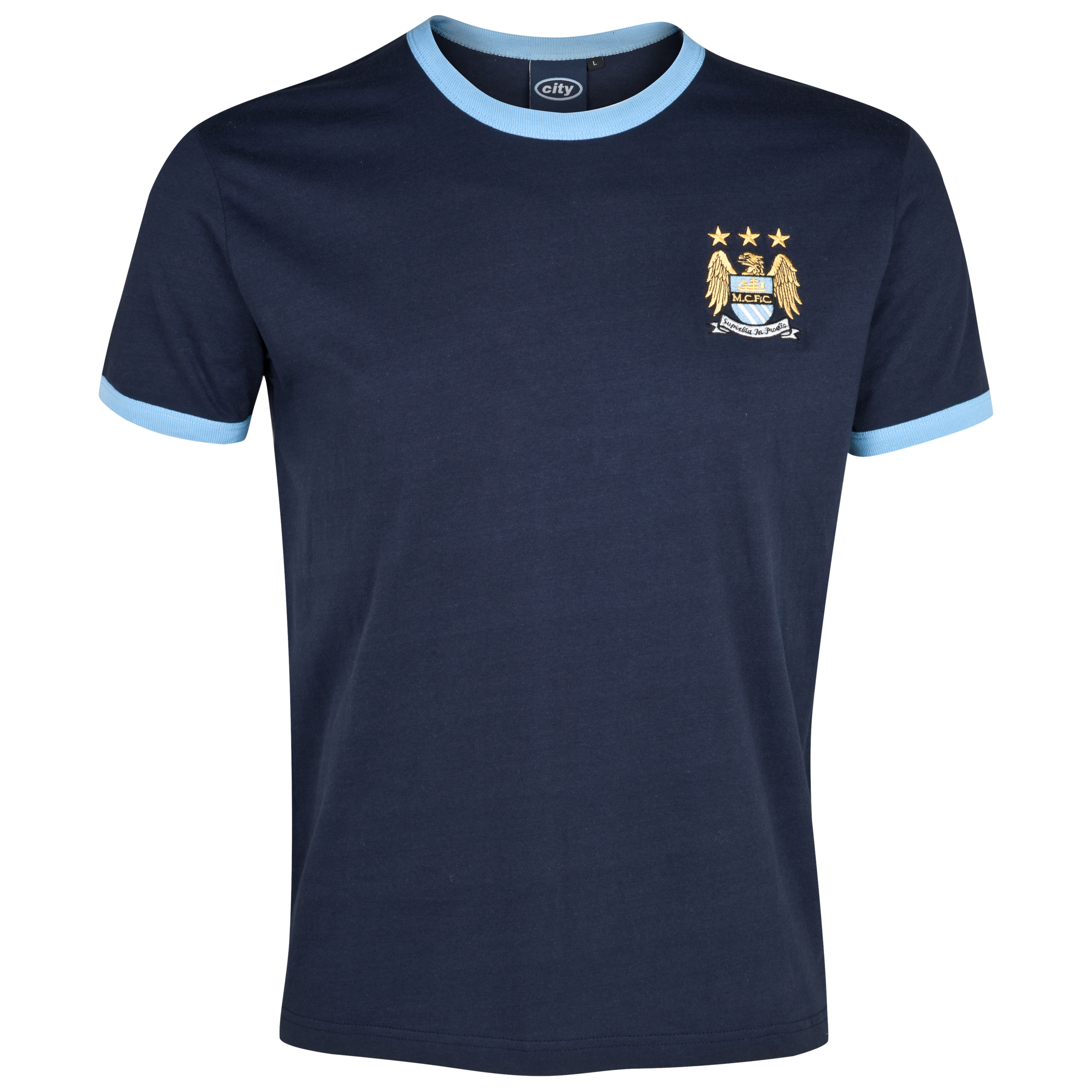 Manchester City Essential Border T-Shirt - Navy