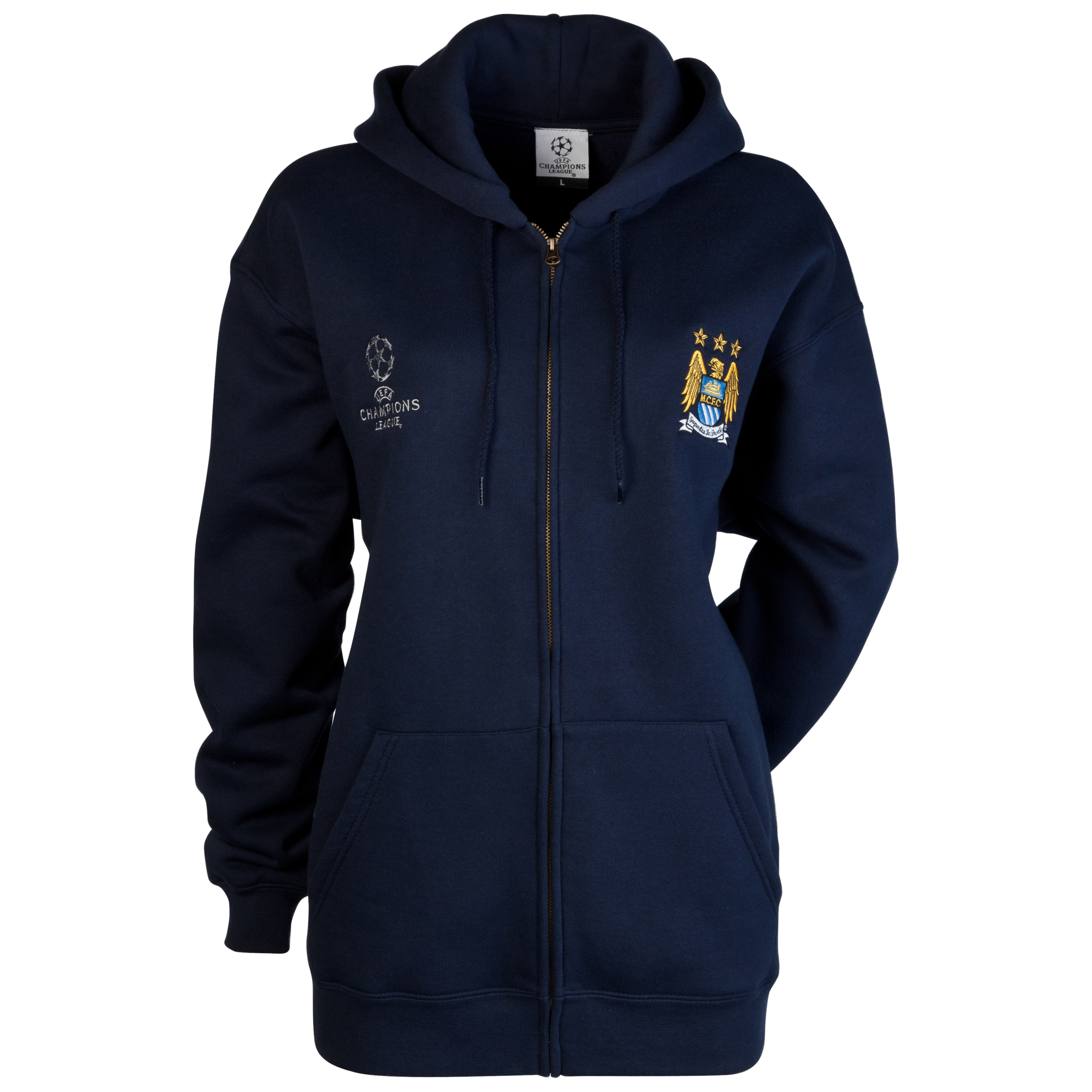 Manchester City UEFA Champions League Embroidered Full Zip Hoody - Navy - Womens