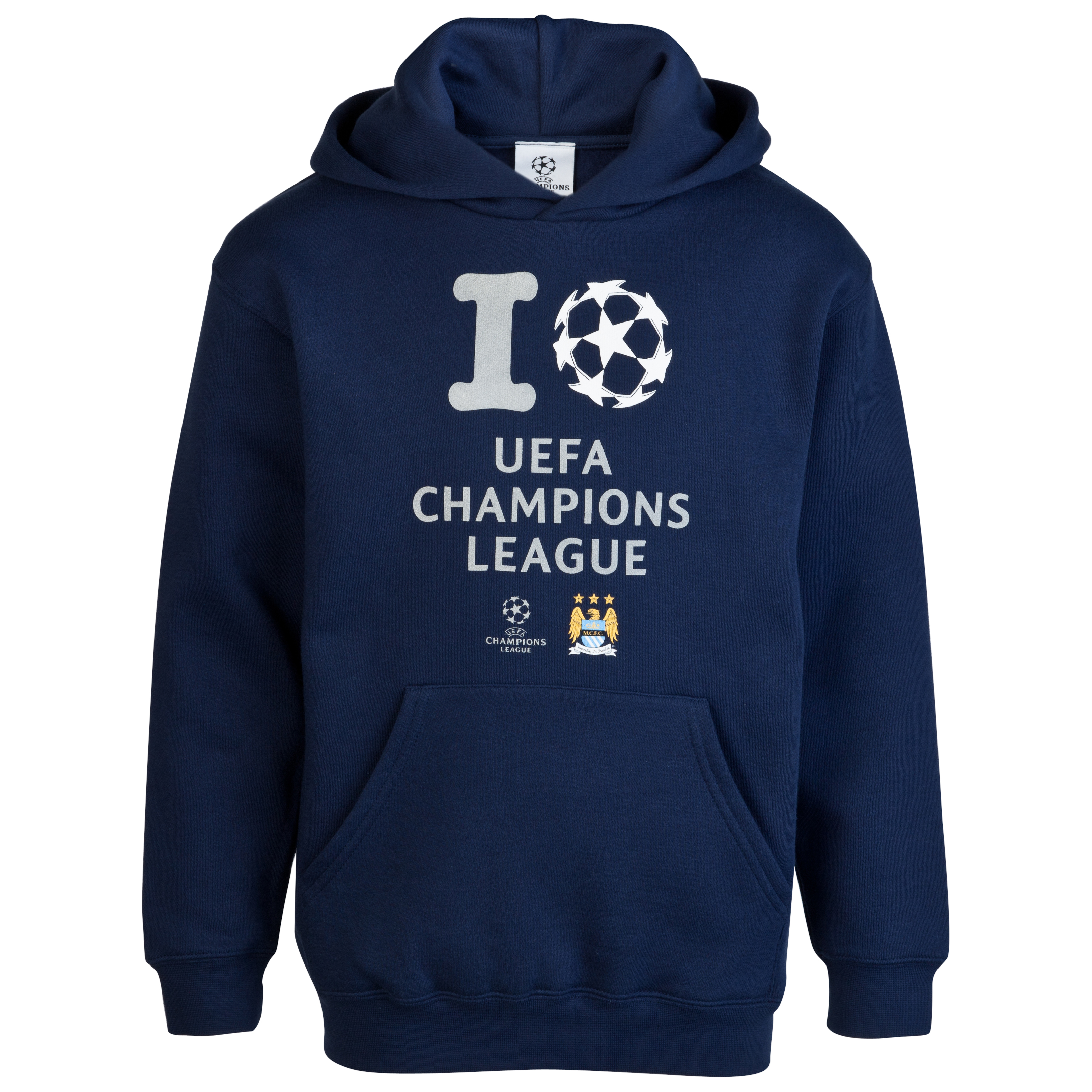 Manchester City UEFA Champions League 'I Love UCL' Glow in the Dark Printed Hoody - Navy - Junior