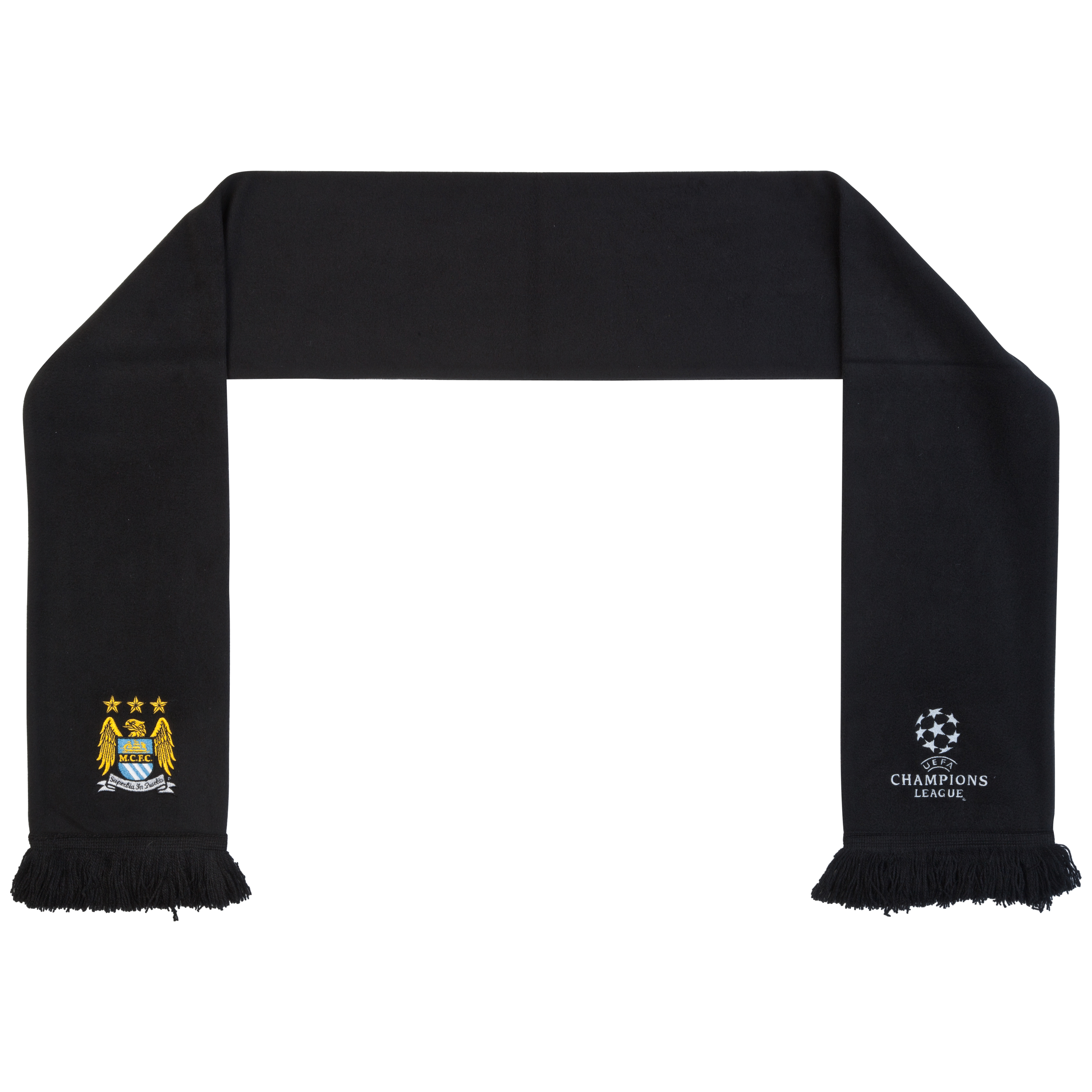Manchester City UEFA Champions League Embroidered Classic Fleece Scarf - Black
