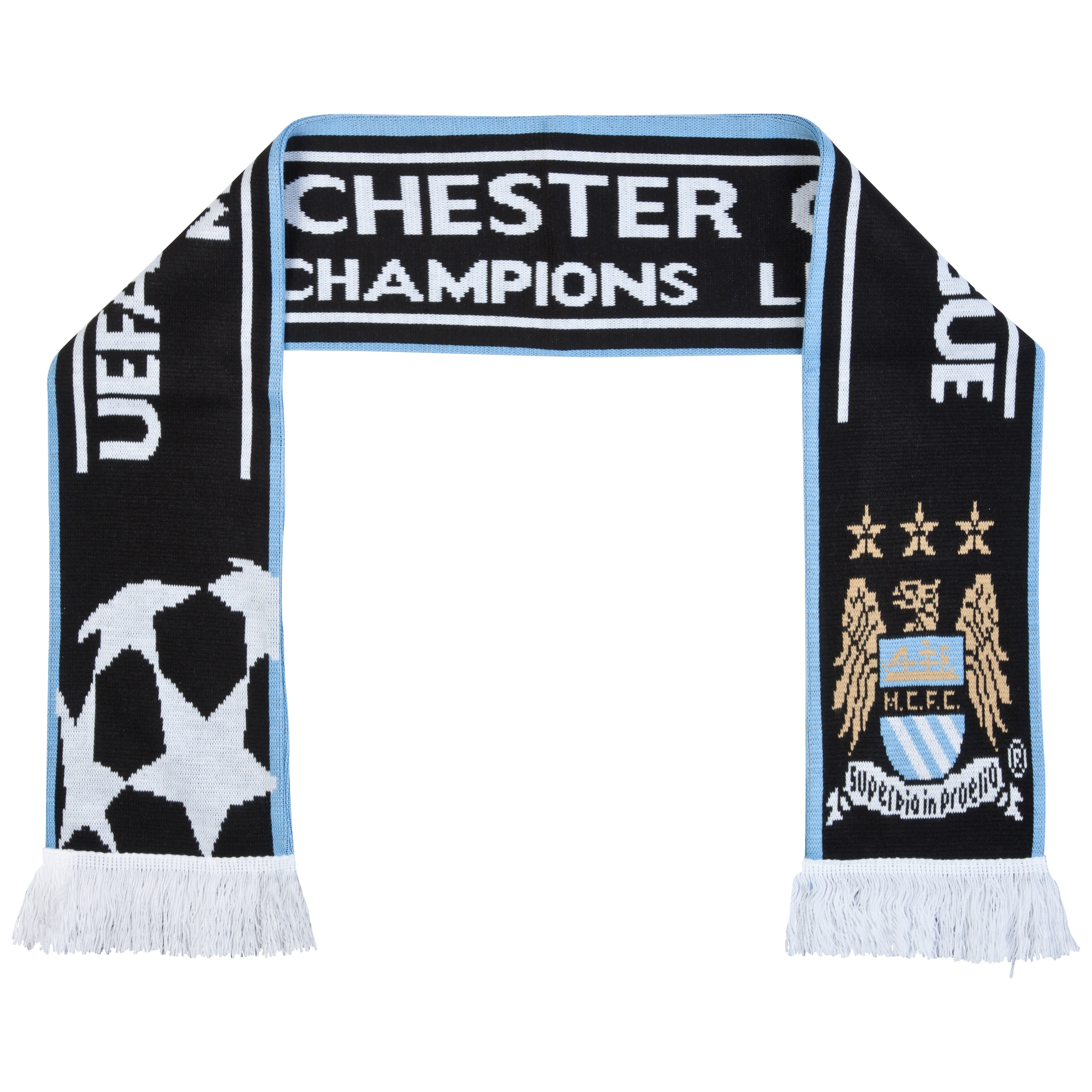 Manchester City UEFA Champions League Jacquard Scarf - Black/Sky
