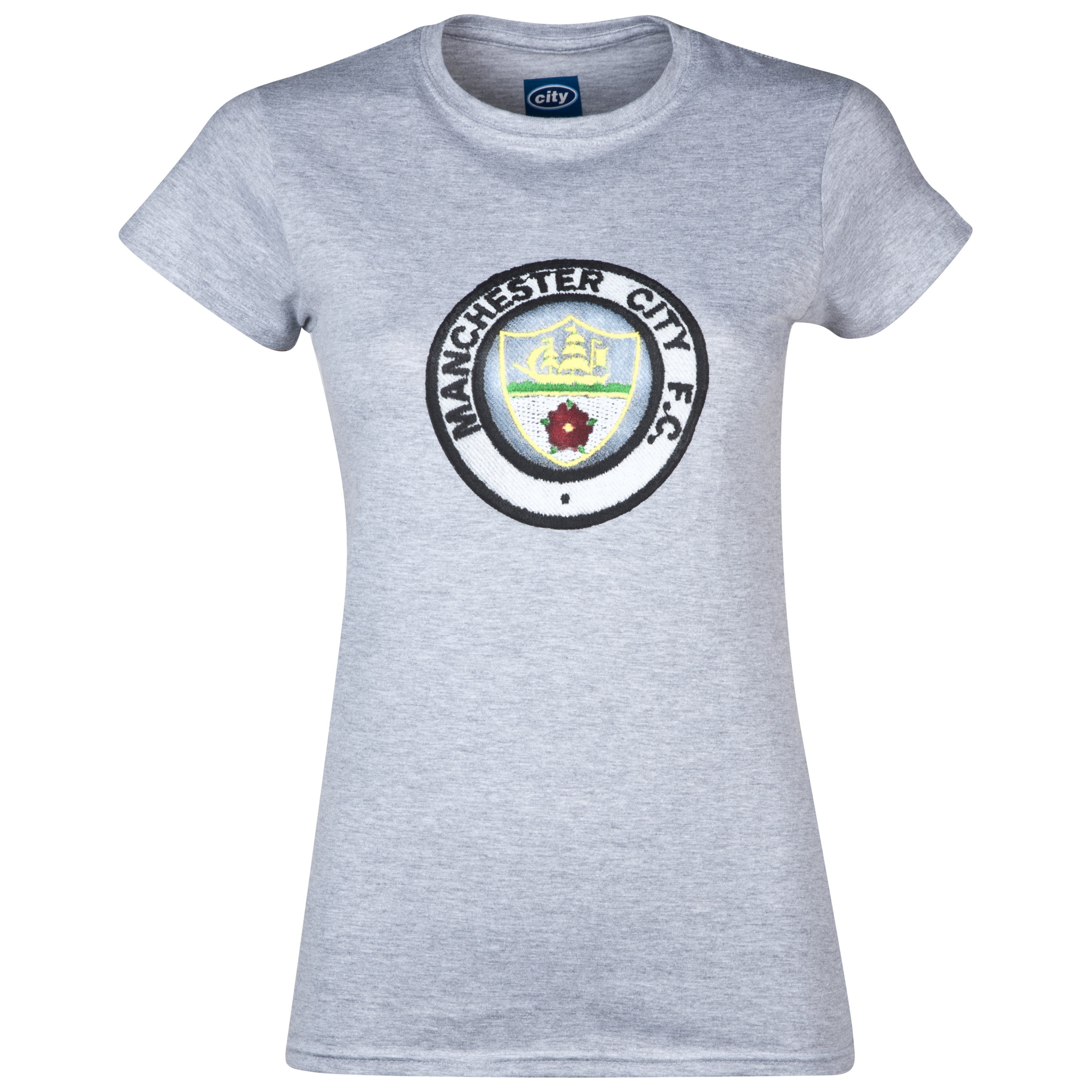 Manchester City 2for£20 Retro Crest T-Shirt - Sports Grey - Womens