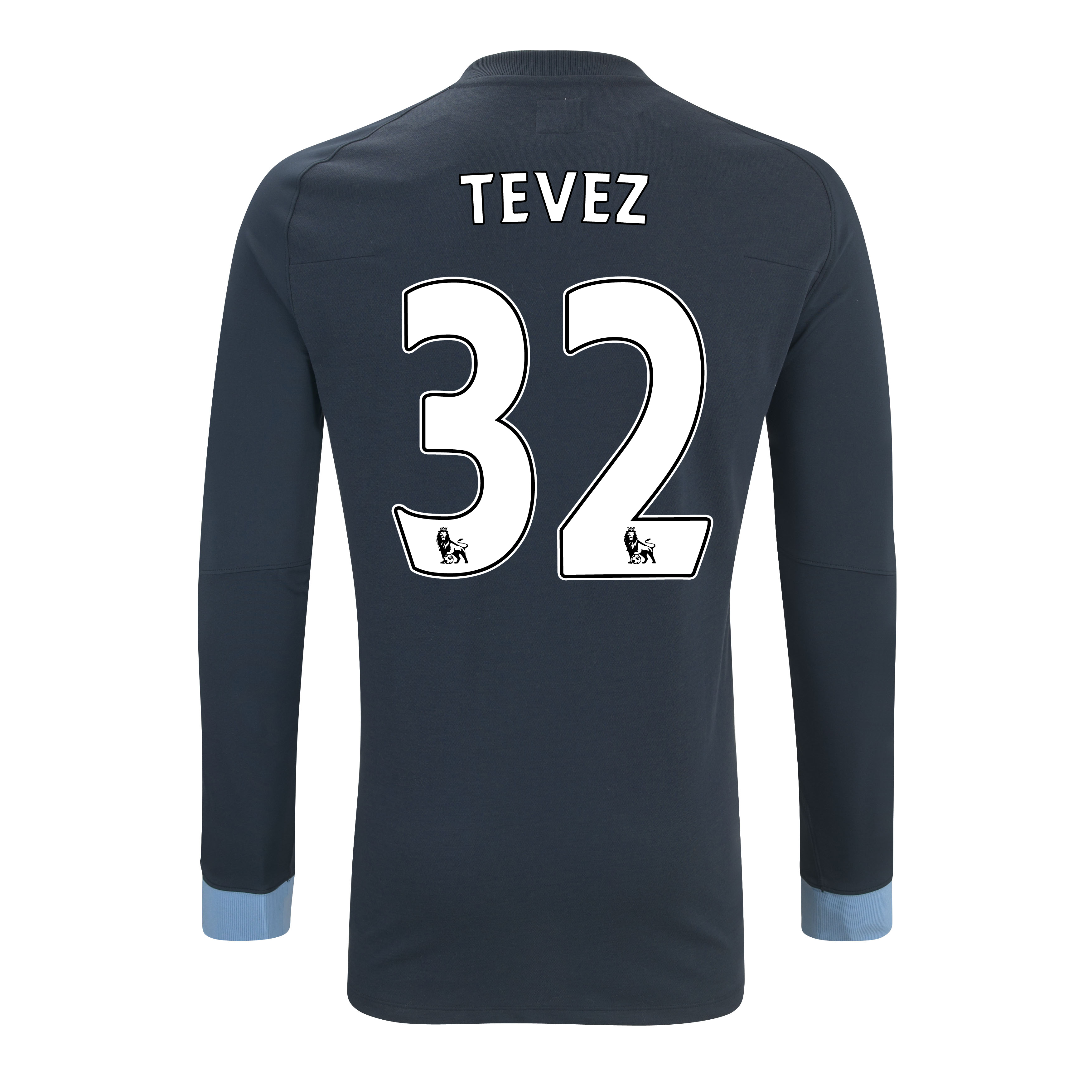Manchester City Third Shirt 2011-12 with Tevez 32 Printing - Long Sleeved