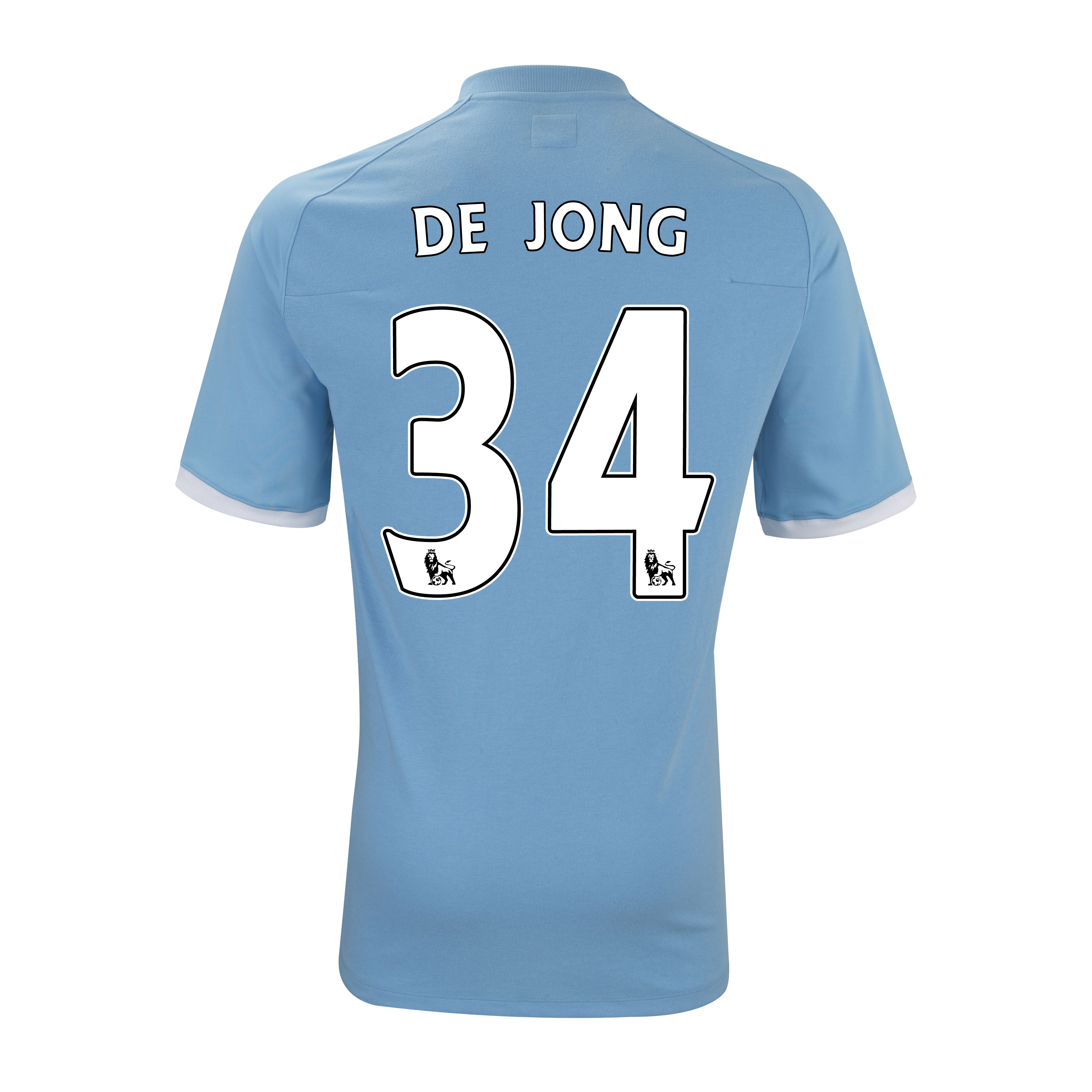 Manchester City Home Shirt 2010/11 with De Jong 34 Printing - Kids