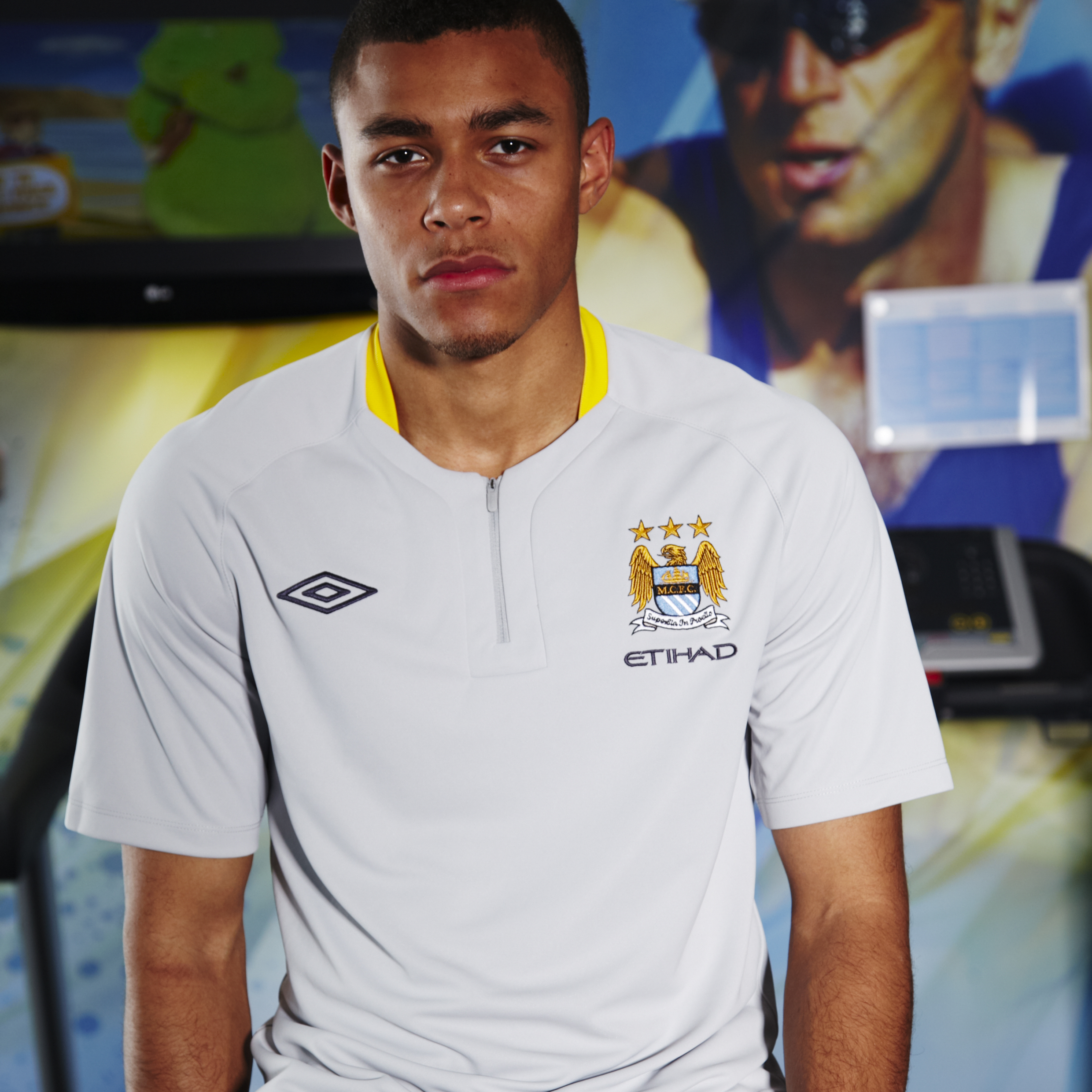 Manchester City Poly Polo 2010/11 - Titanium/SV Yellow