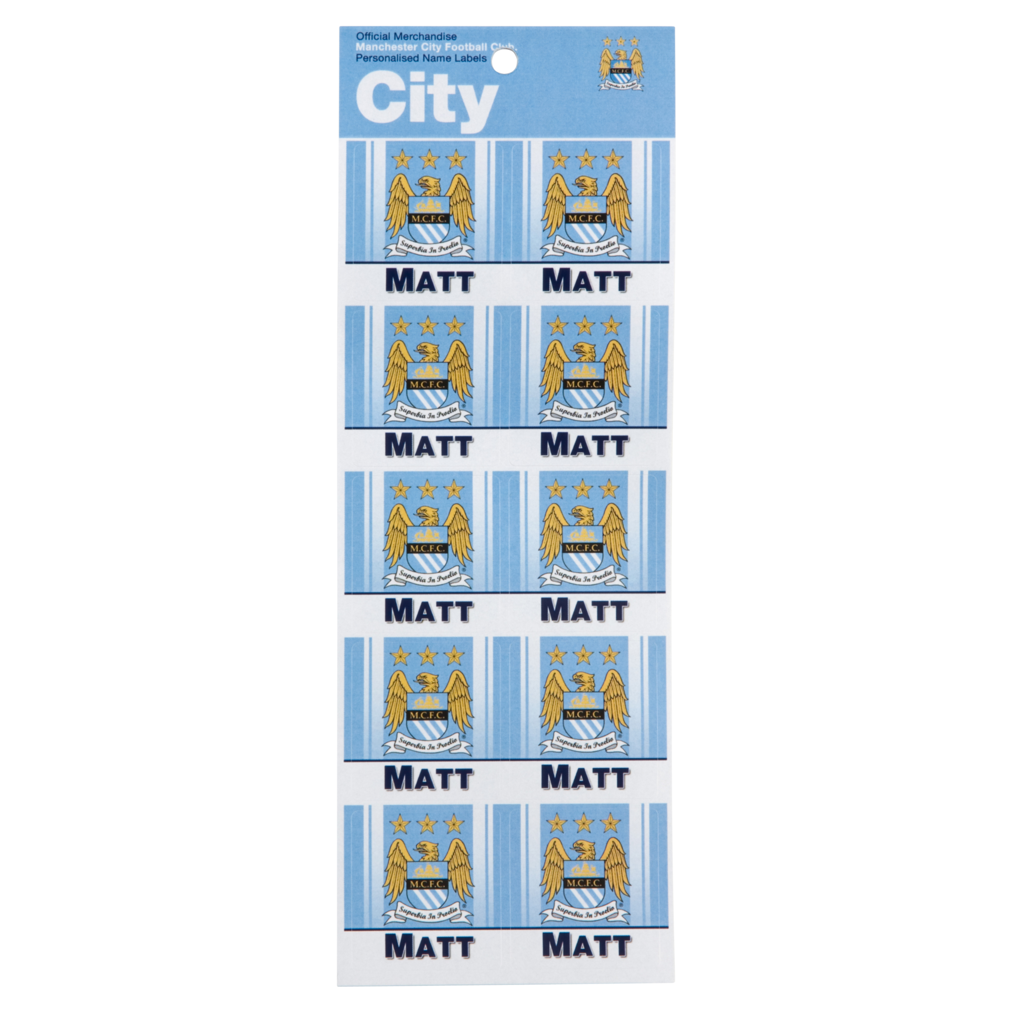 Manchester City Personalised Name Stickers
