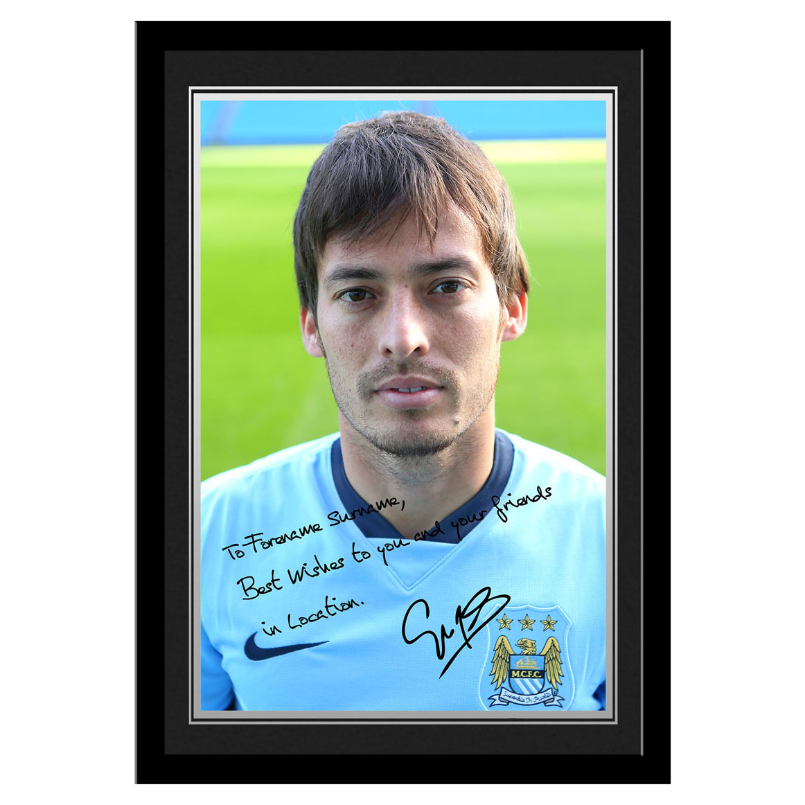 Manchester City Personalised Signature Photo Frame - Silva