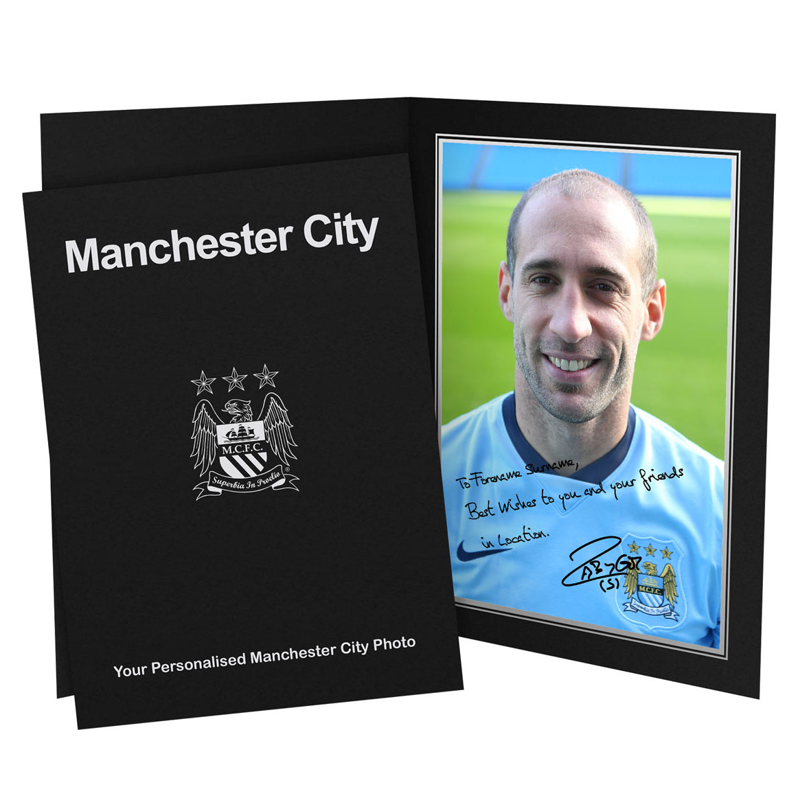 Manchester City Personalised Signature Photo in Presentation Folder - Zabaleta