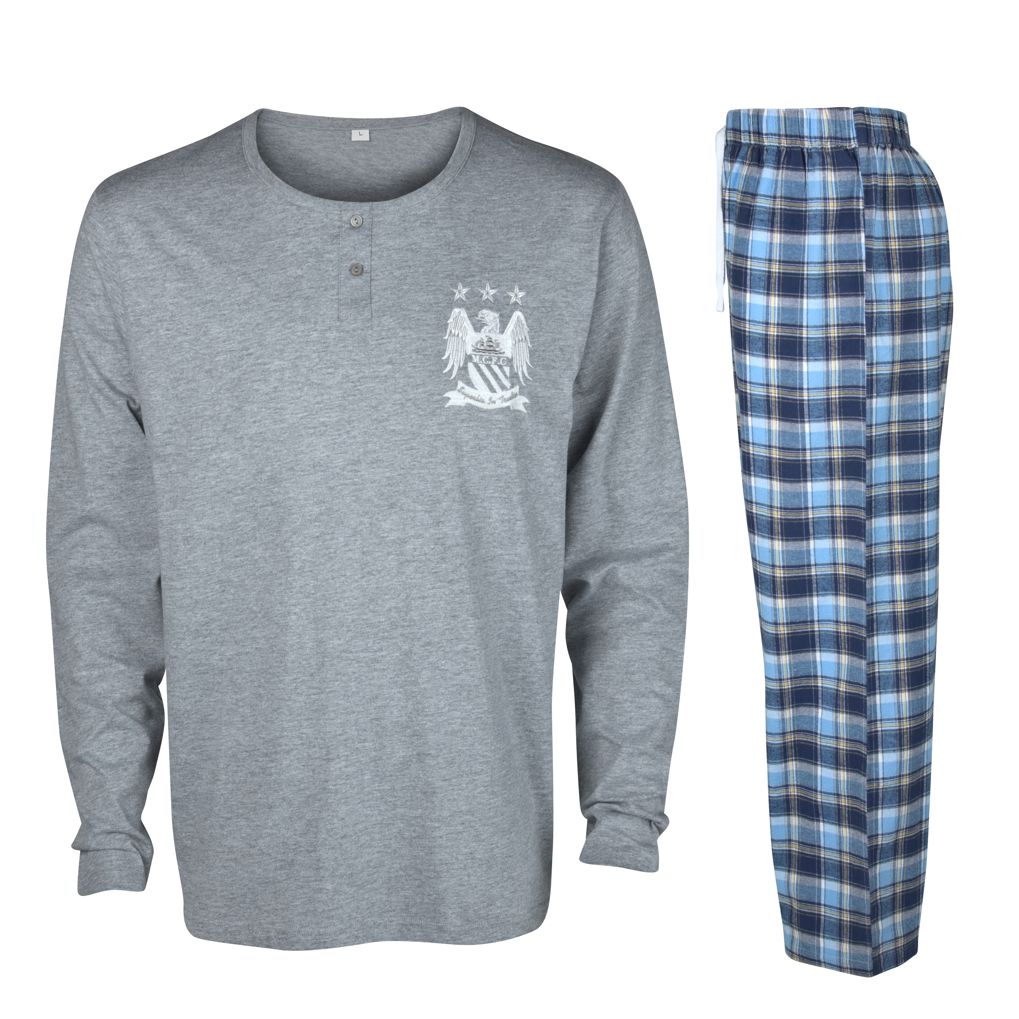 Manchester City Check Long Pyjama Grey~Blue