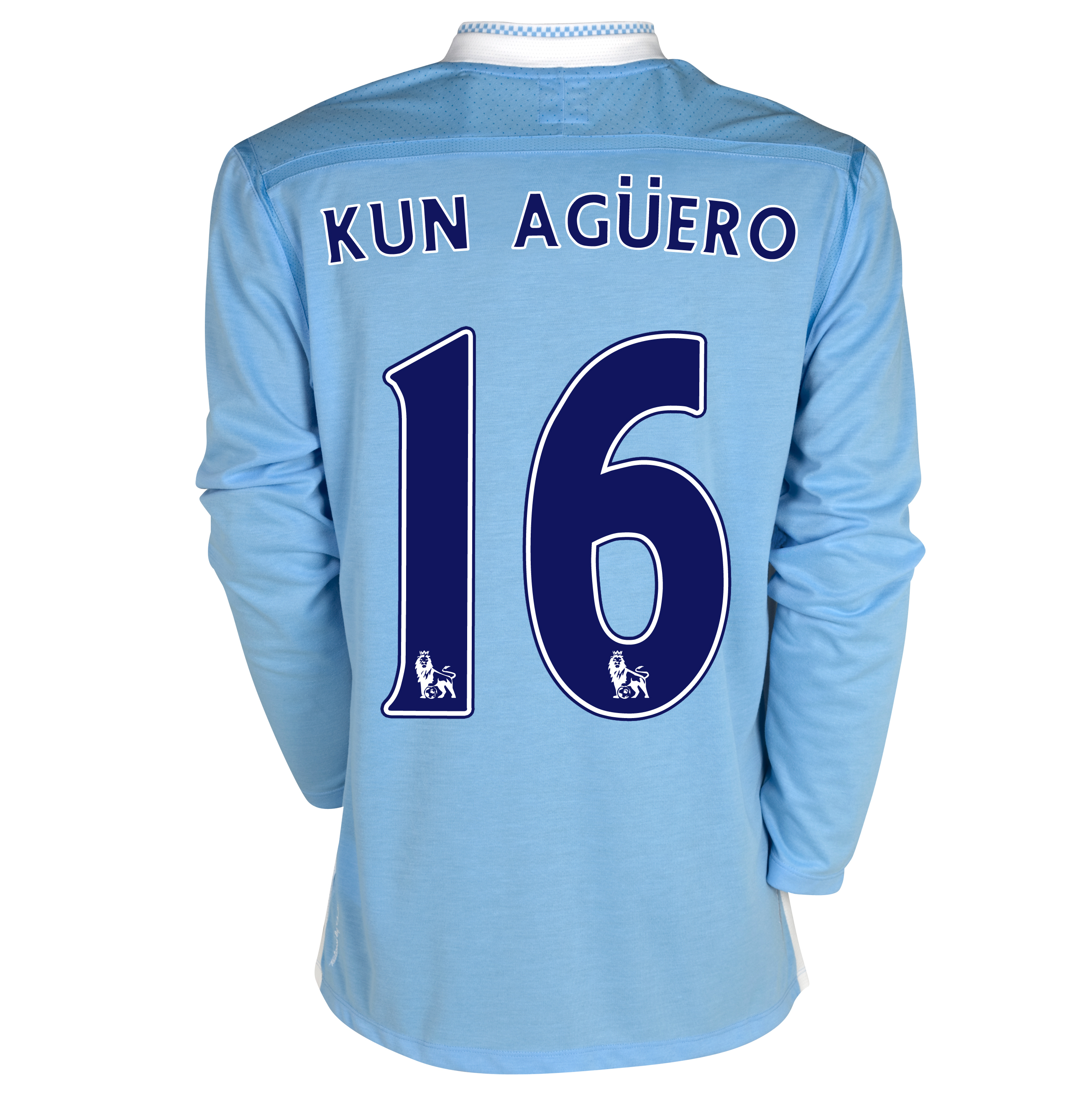 Manchester City Home Shirt 2011/12 - Long Sleeved with Kun Agüero 16 printing