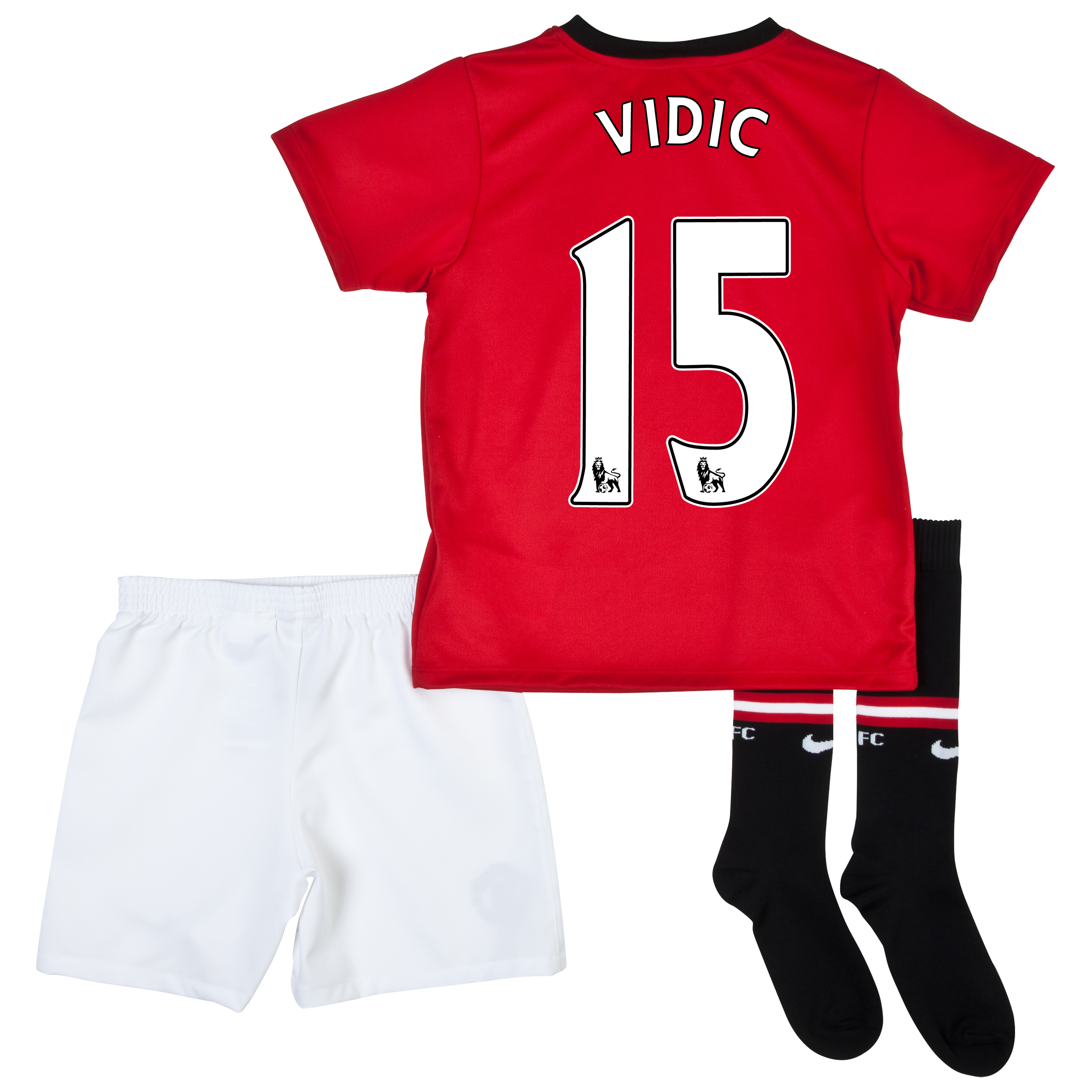 Manchester United Home Kit 2013/14 - Little Boys with Vidic 15 printing