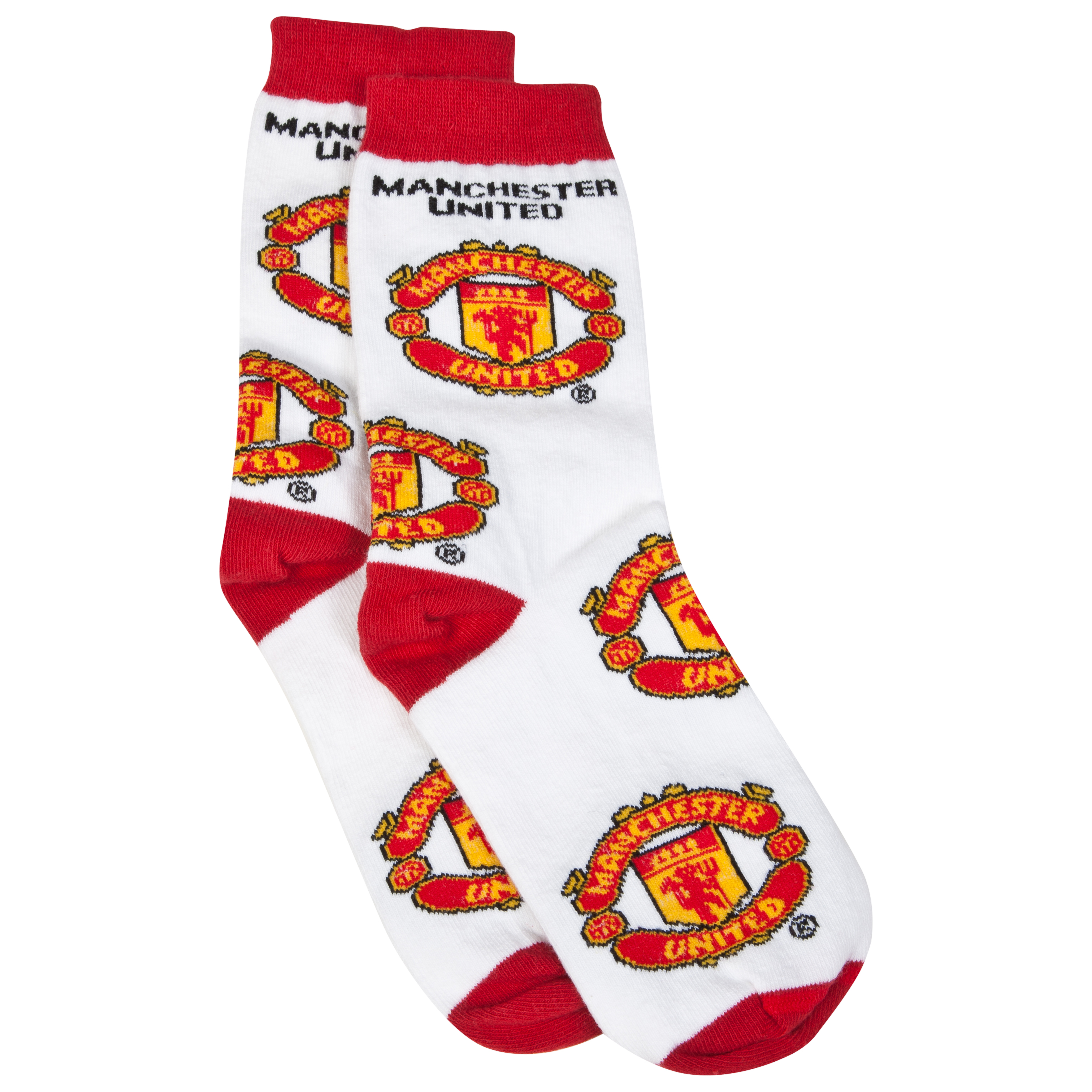Manchester United Crest Socks - White - Kids
