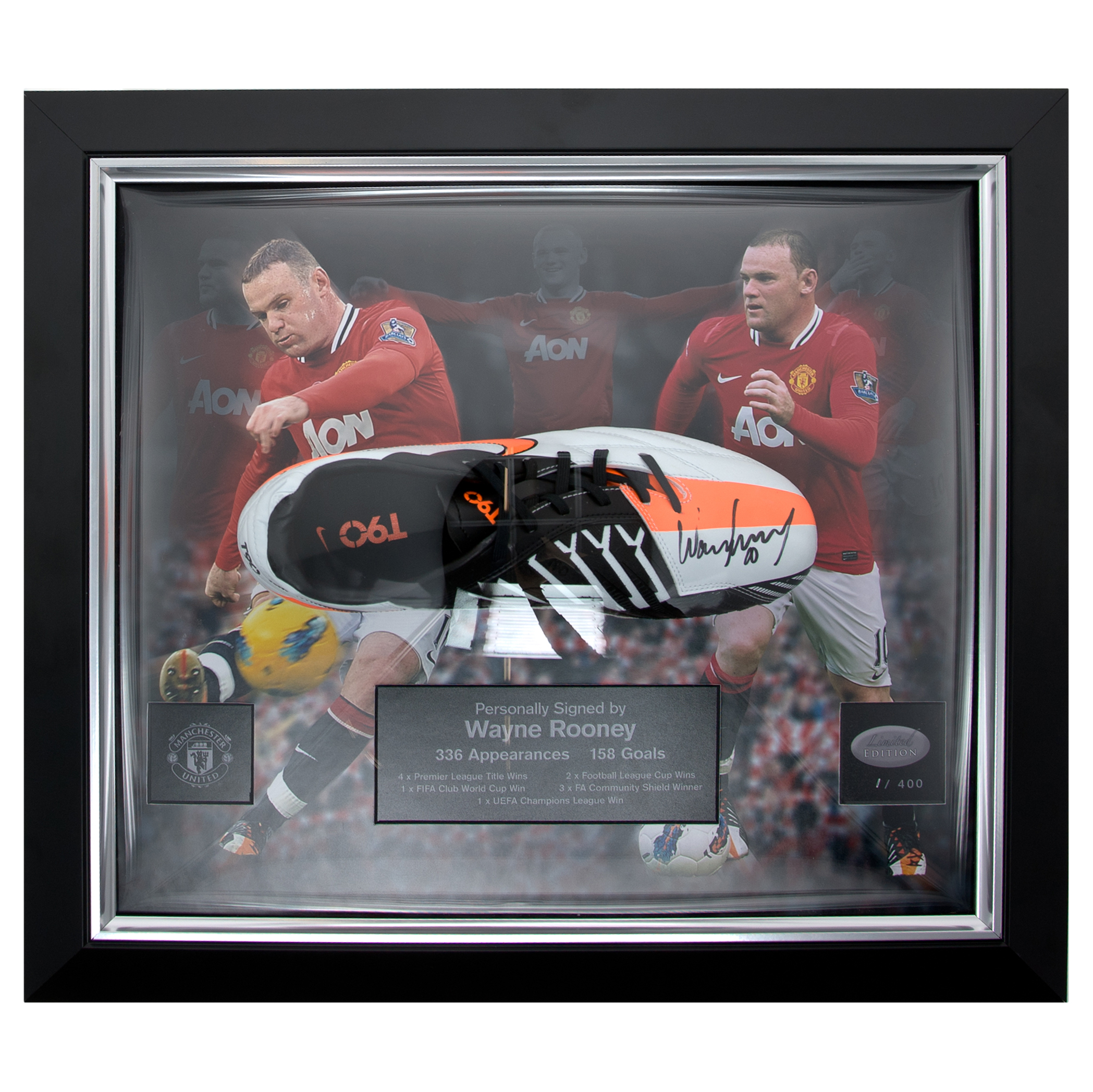 Manchester United Limited Edition Hand Signed Wayne Rooney Boot - Framed