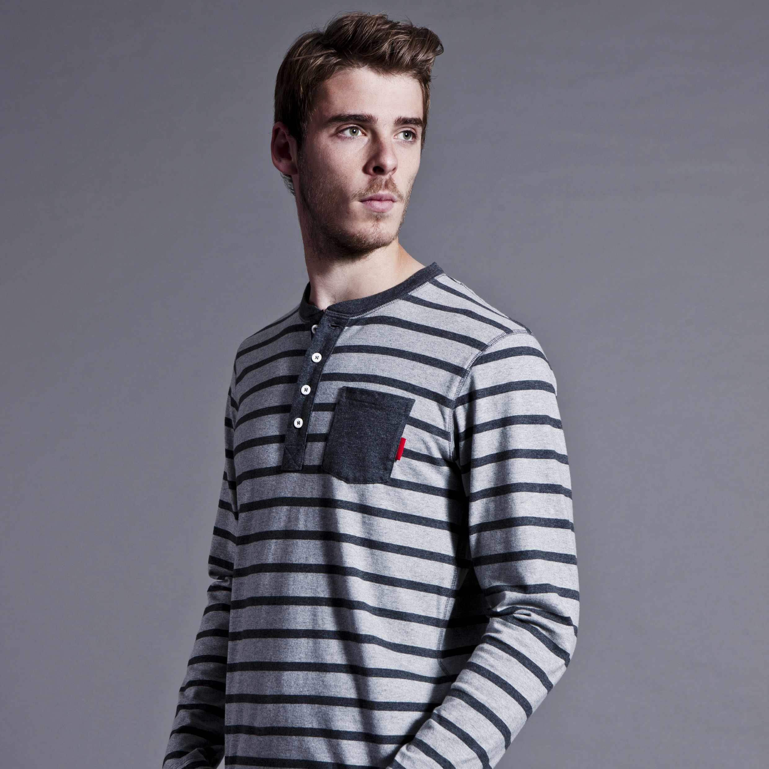 Manchester United NSW  Henley Shirt - Long Sleeve - Dark Grey Heather