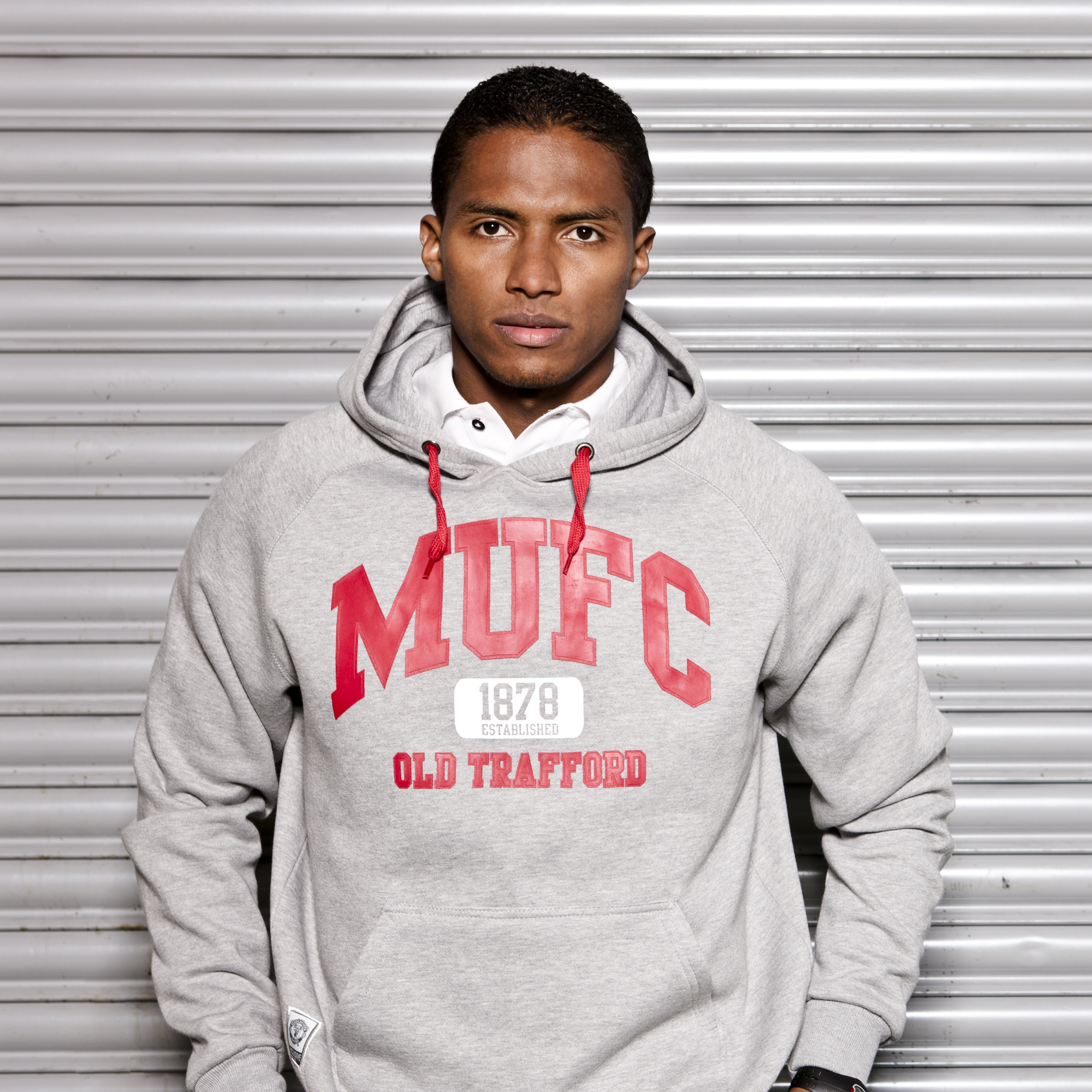 Manchester United Classic Collegiate Graphic Hoody - Grey Marl - Mens