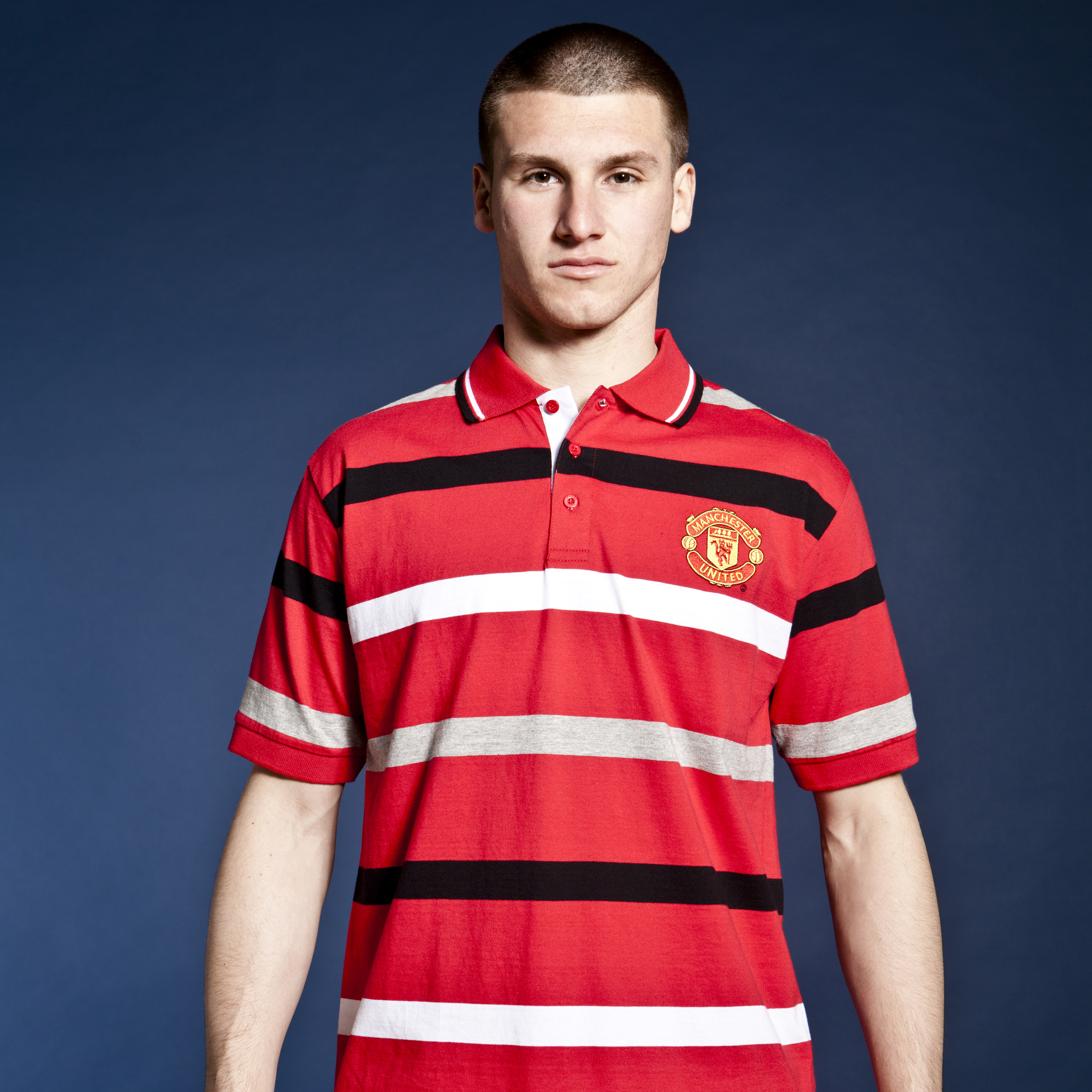 Manchester United Classic Yarn Dye Stripe Polo - OT Red - Mens