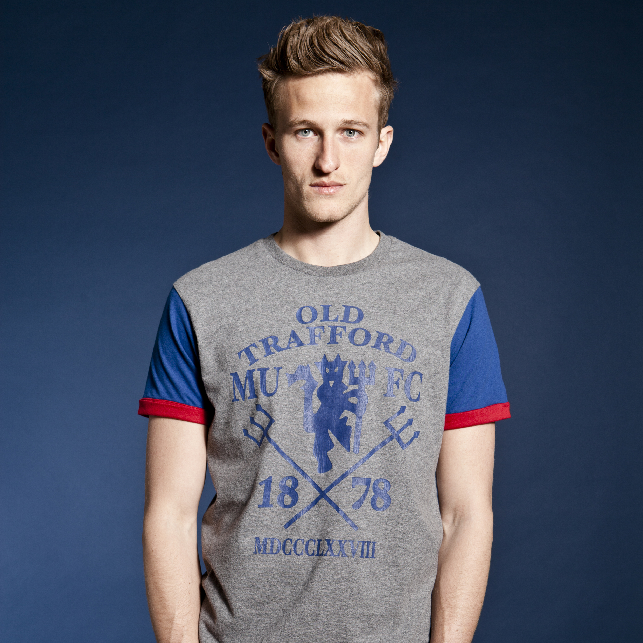 Manchester United Heritage Crossed Tridents Graphic T-Shirt - Vintage Marl - Mens