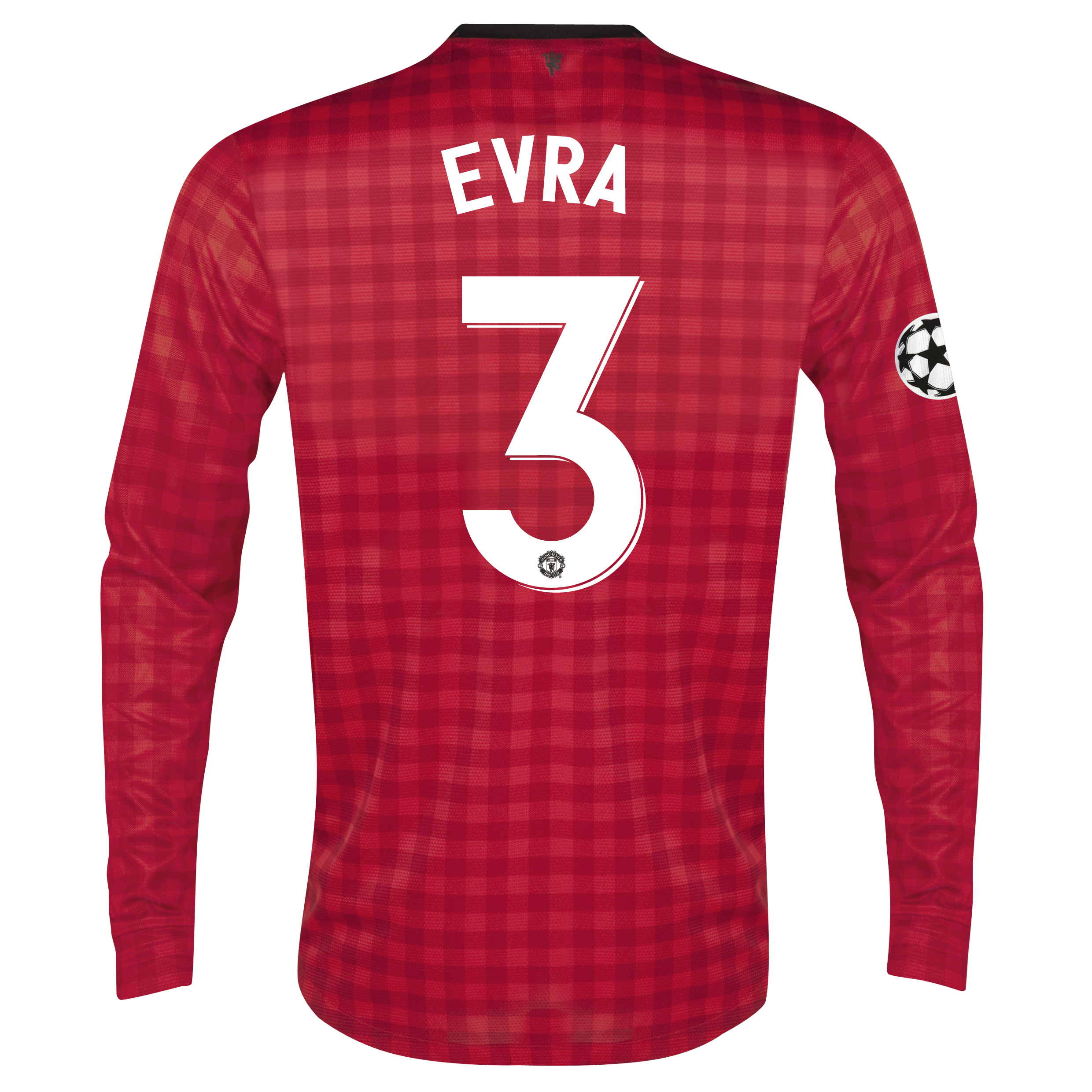 Man United UEFA Champions League Home Shirt 2012/13 - Long Sleeved with Evra 3 printing