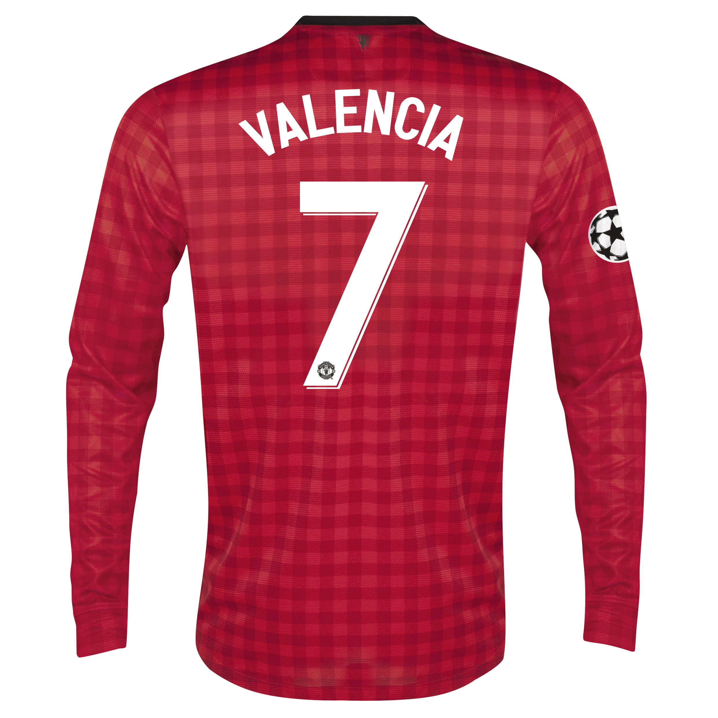 Man United UEFA Champions League Home Shirt 2012/13 - Long Sleeved with Valencia 7 printing