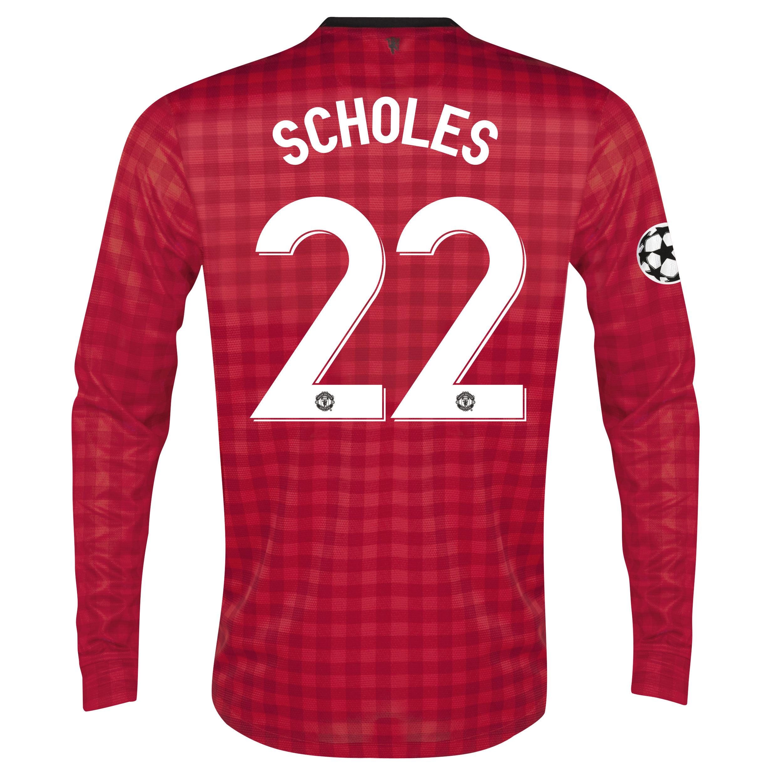Man United UEFA Champions League Home Shirt 2012/13 - Long Sleeved with Scholes 22 printing
