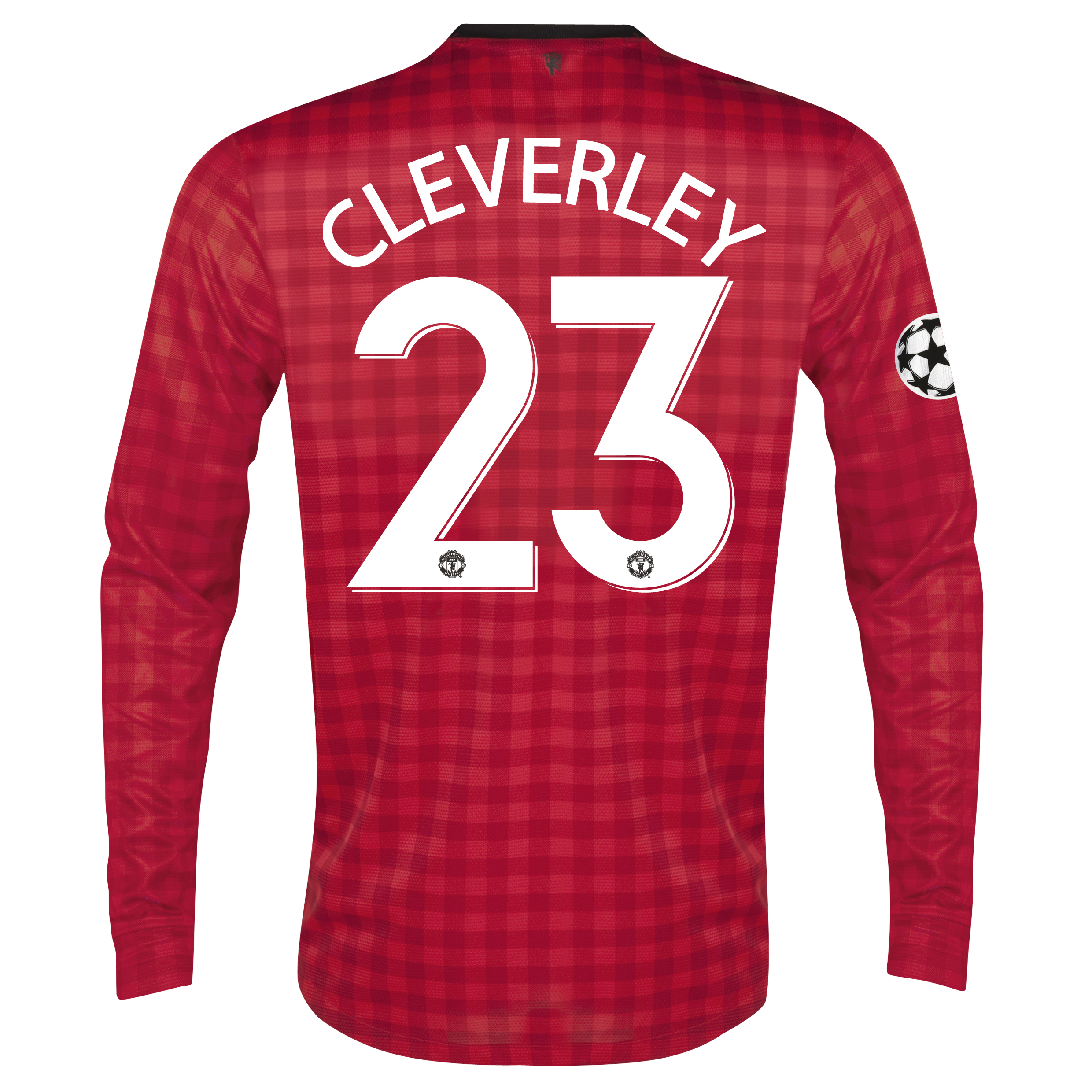 Man United UEFA Champions League Home Shirt 2012/13 - Long Sleeved with Cleverley 23 printing