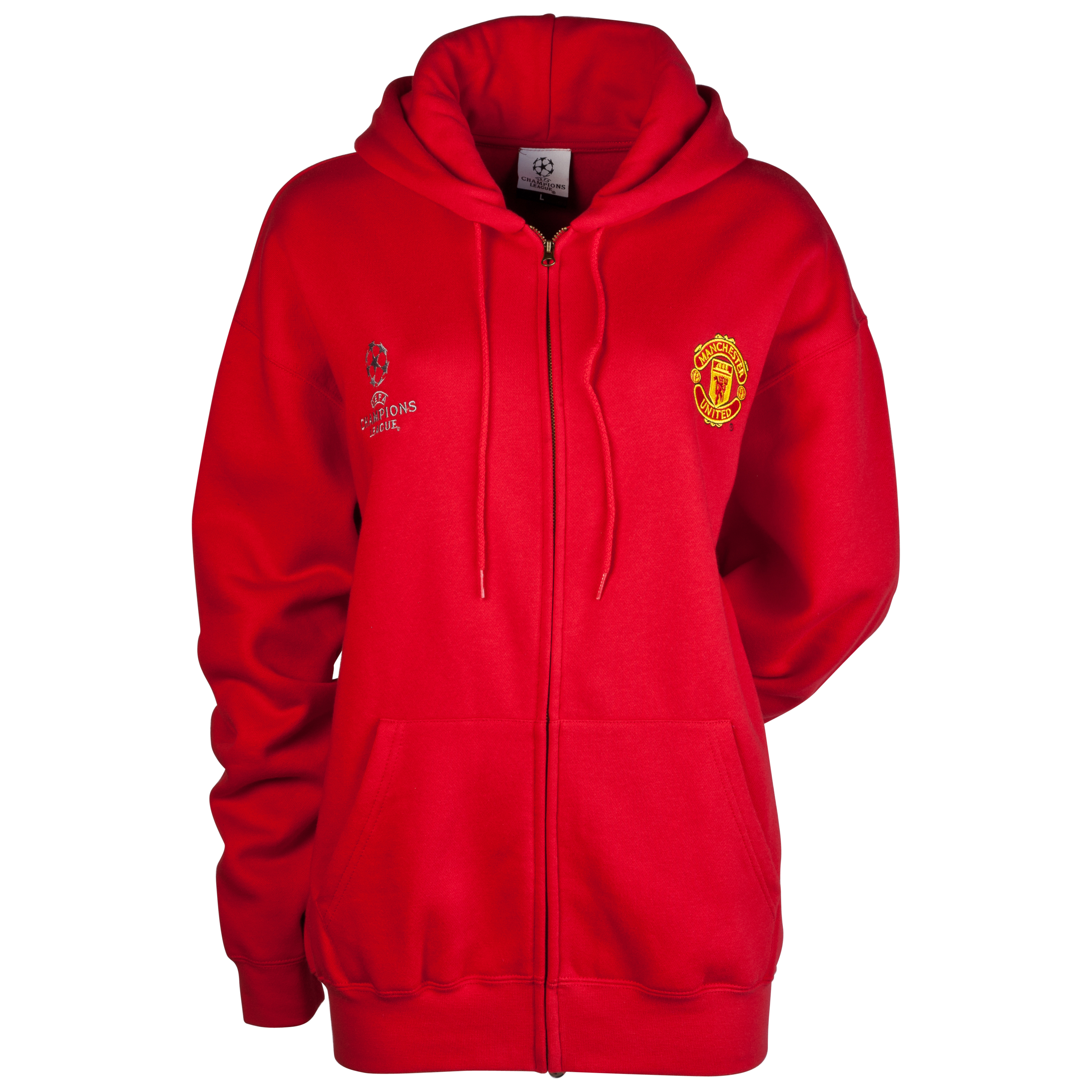 Manchester United UEFA Champions League Embroidered Full Zip Hoody - Red - Womens