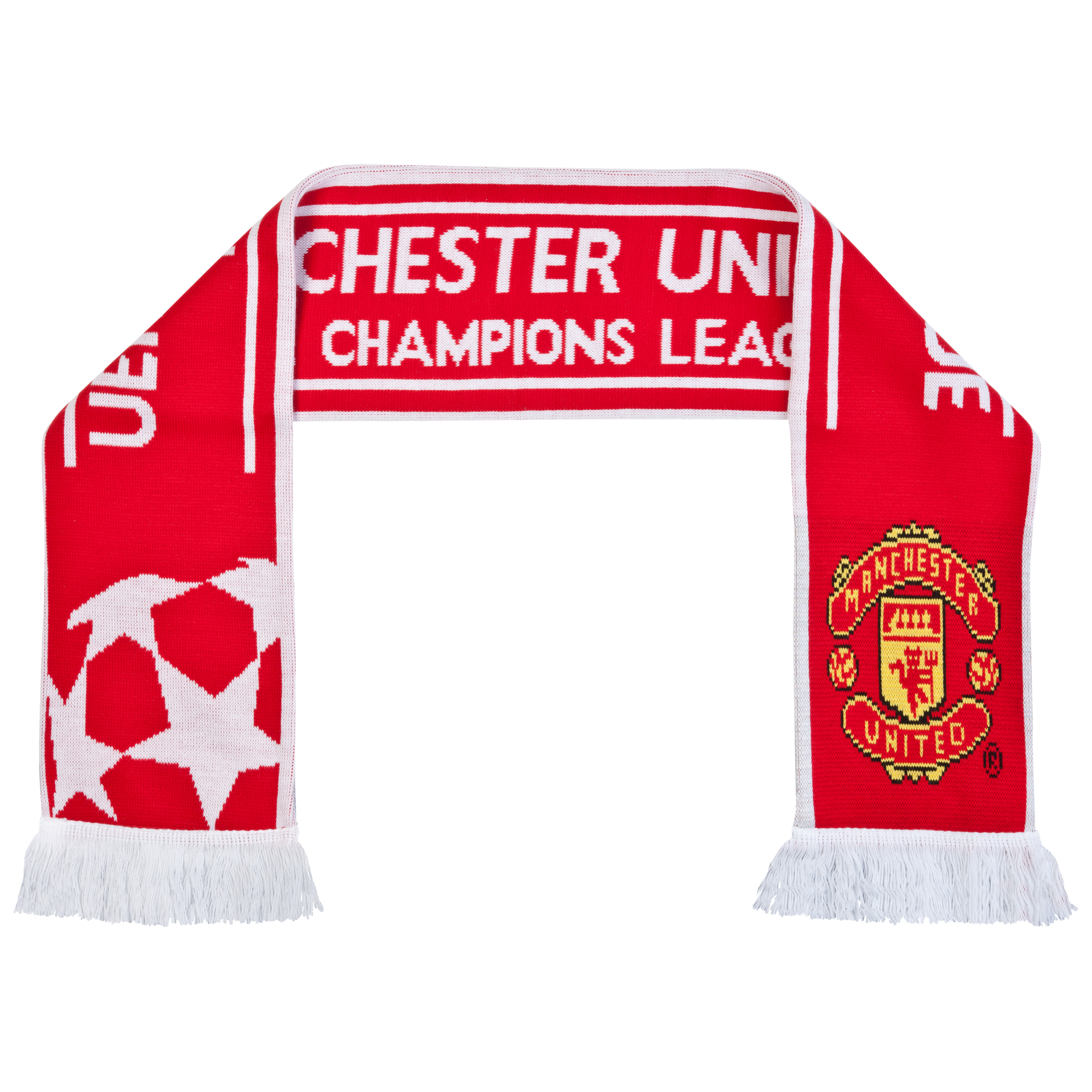 Manchester United UEFA Champions League Jacquard Scarf - Red/White