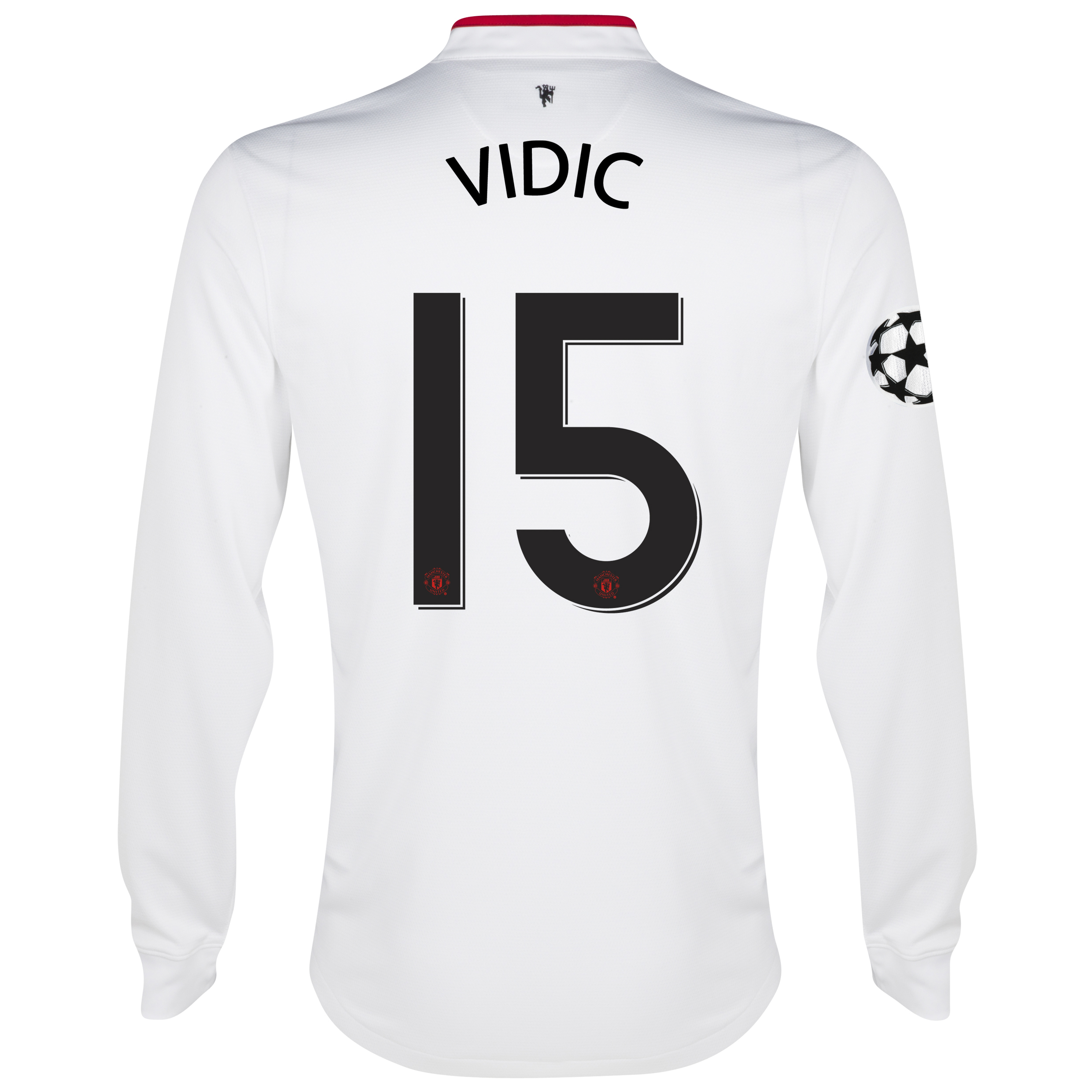 Manchester United UEFA Champions League Away Shirt 2012/13 - Long Sleeved - Kids with Vidic 15 printing
