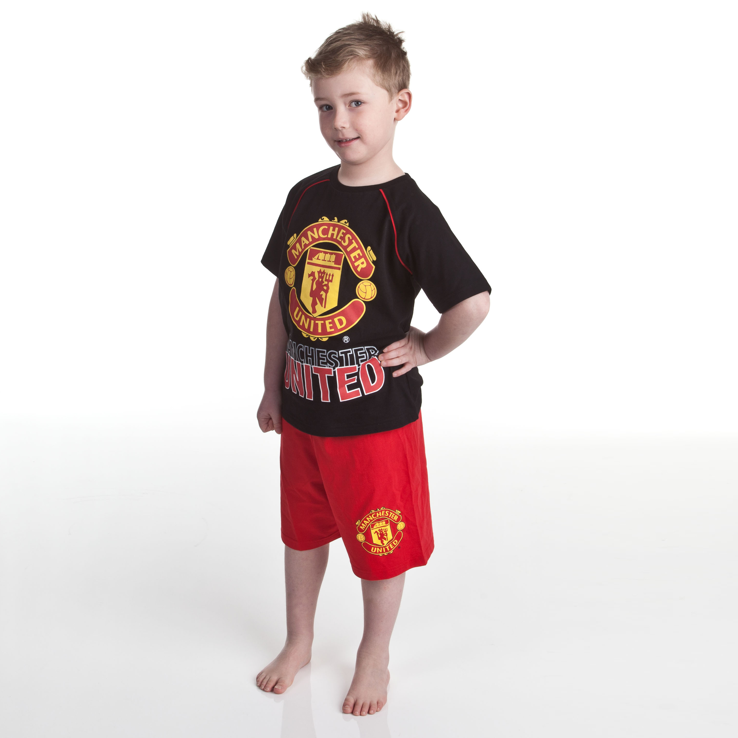 Manchester United Crest Shortie Pyjamas - Black/Red - Older Boys