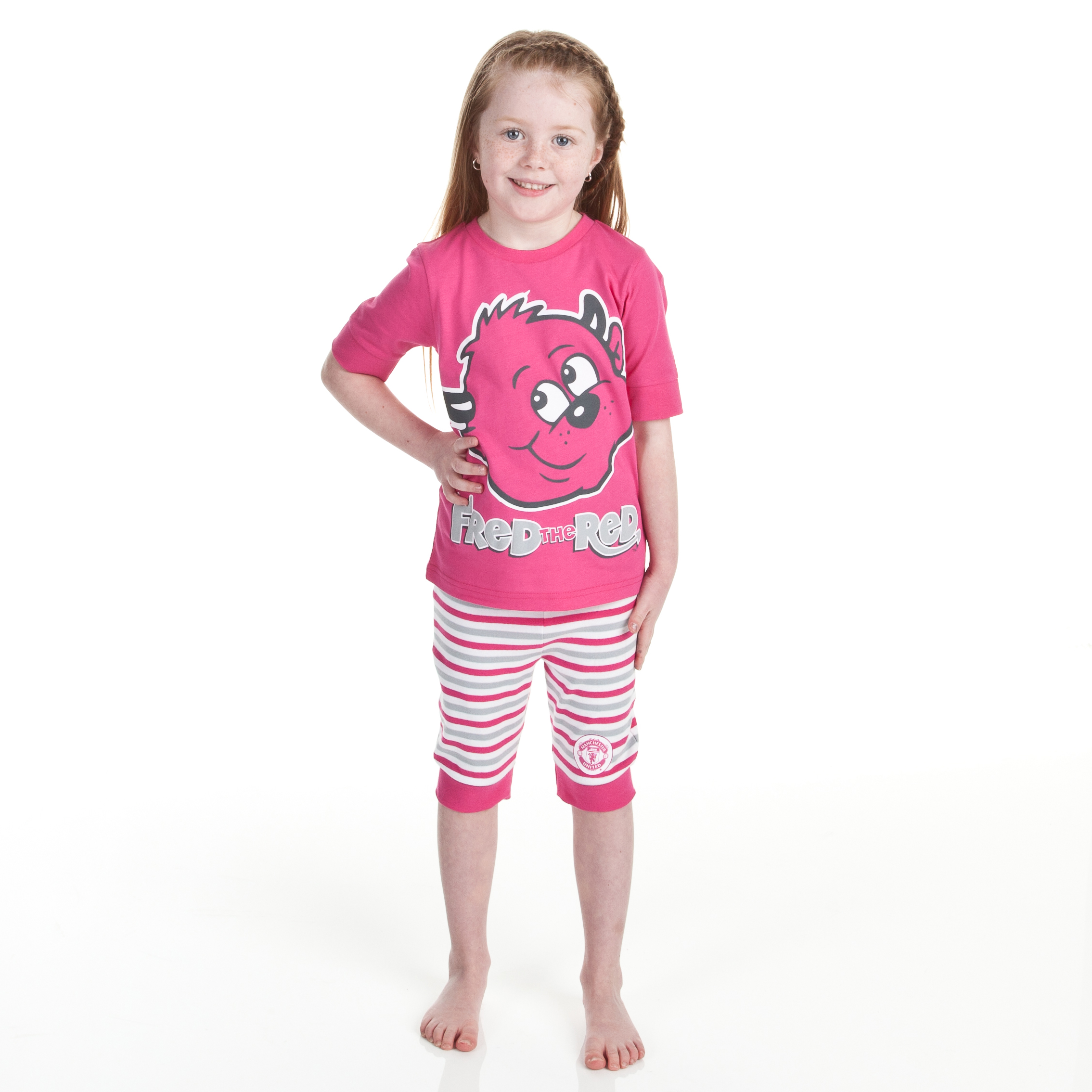 Manchester United Fred The Red Snuggle Fit Pyjamas - Cerise/Grey - Infant Girls