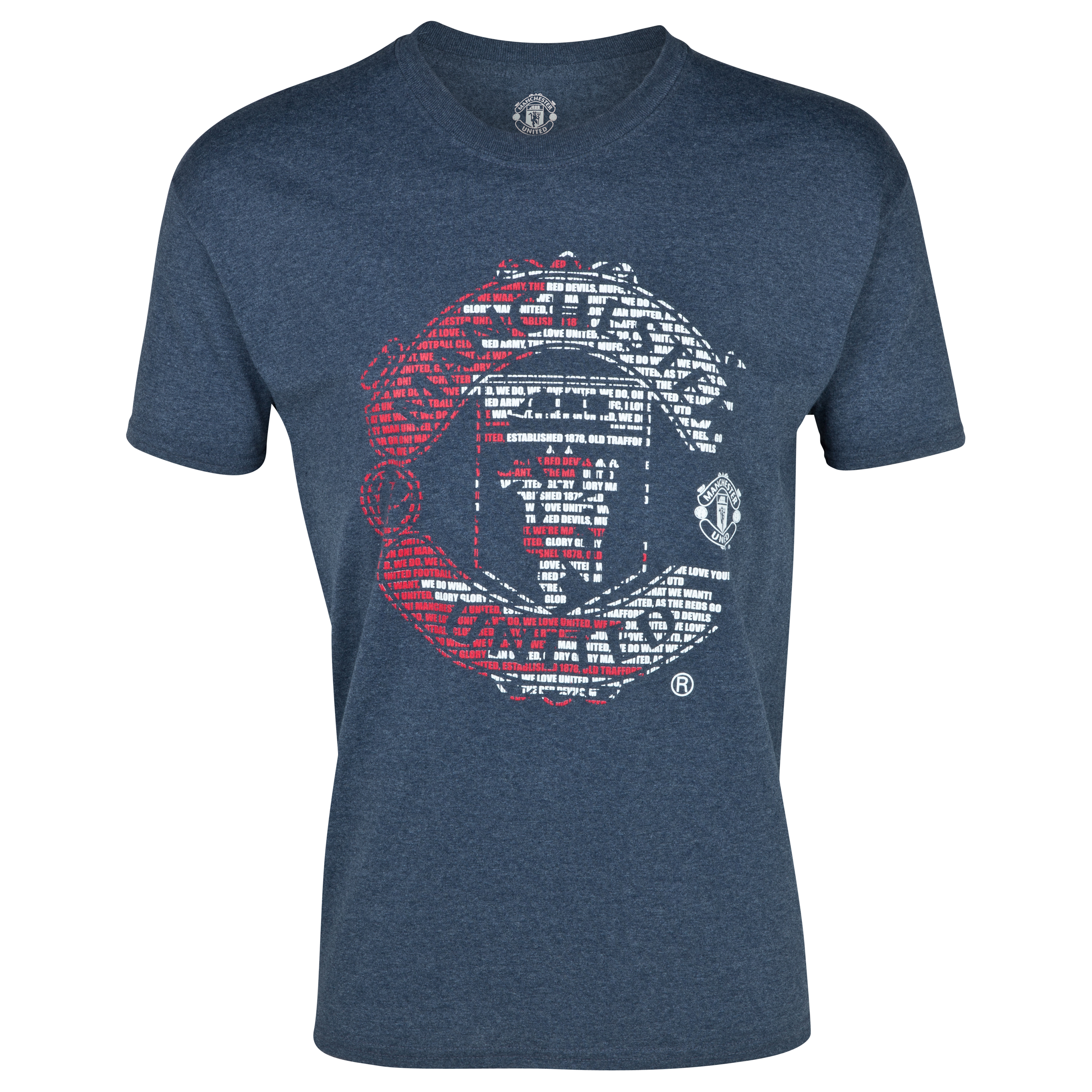Manchester United Text Crest Graphic T-Shirt - Navy - Older Boys