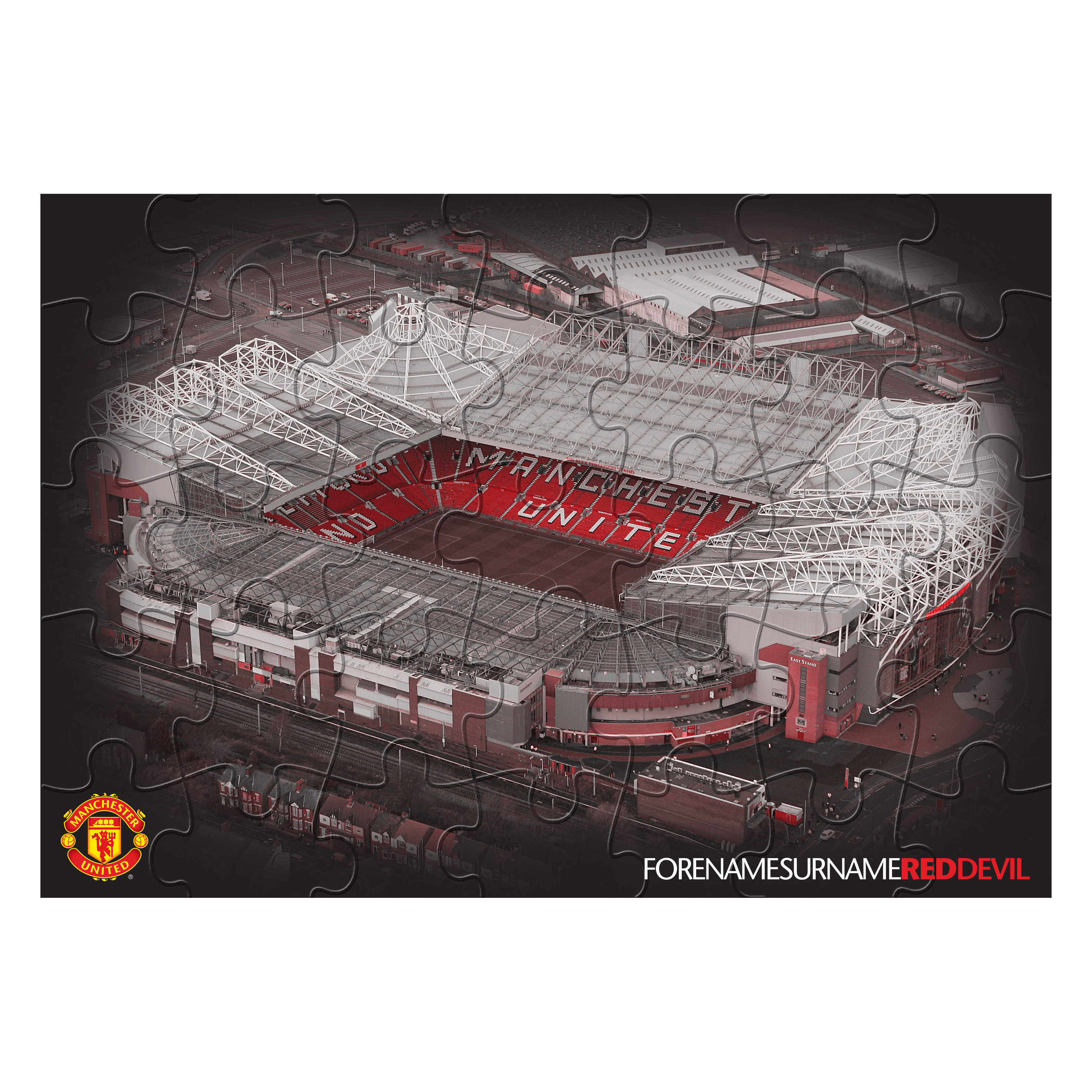 Manchester United Personalised Old Trafford Red Devils Jigsaw - Black