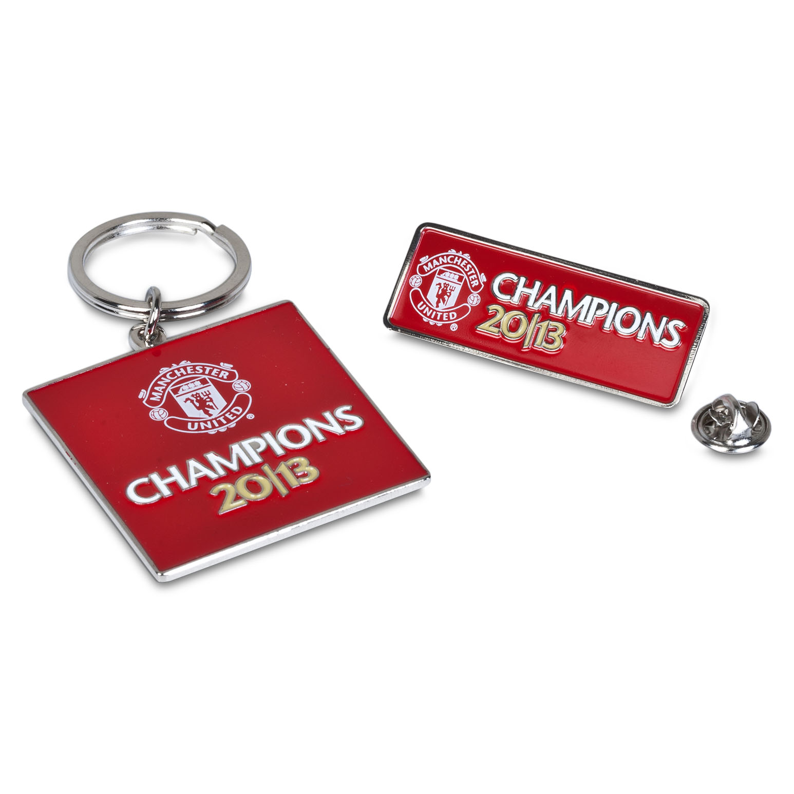 Manchester United Champions 2013 Metal Keyring & Badge Set