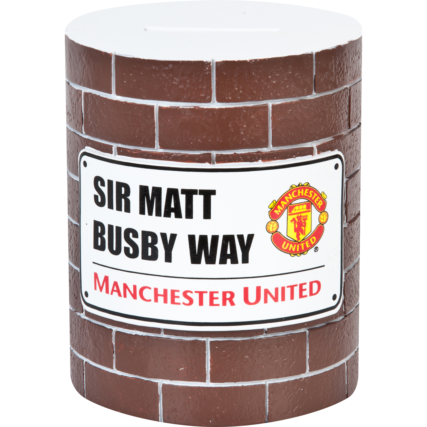 Hucha con estampado de pared de ladrillos del Manchester United