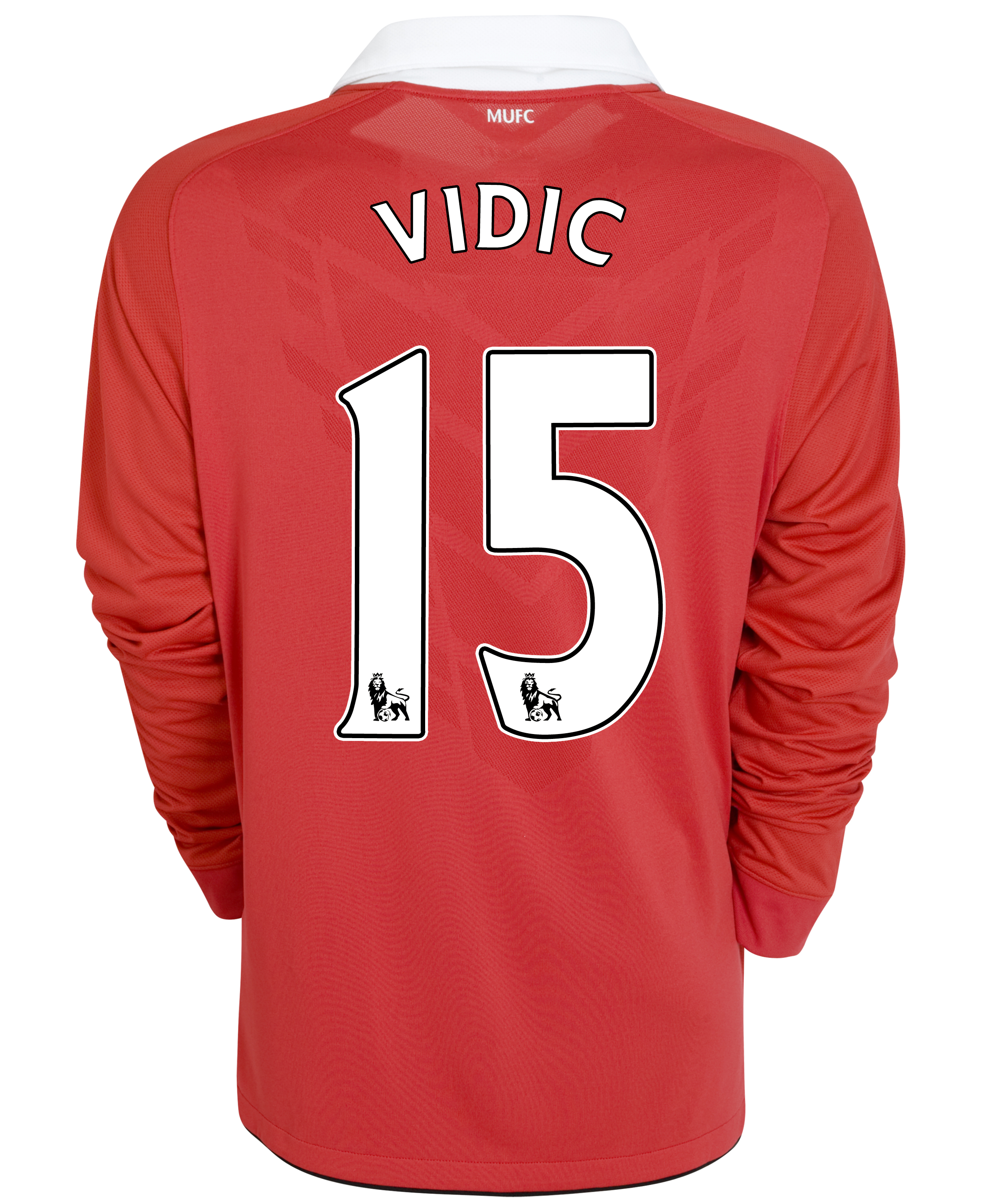 Manchester United Home Shirt 2010/11 with Vidic 15 Printing - Long Sleeved - Kids