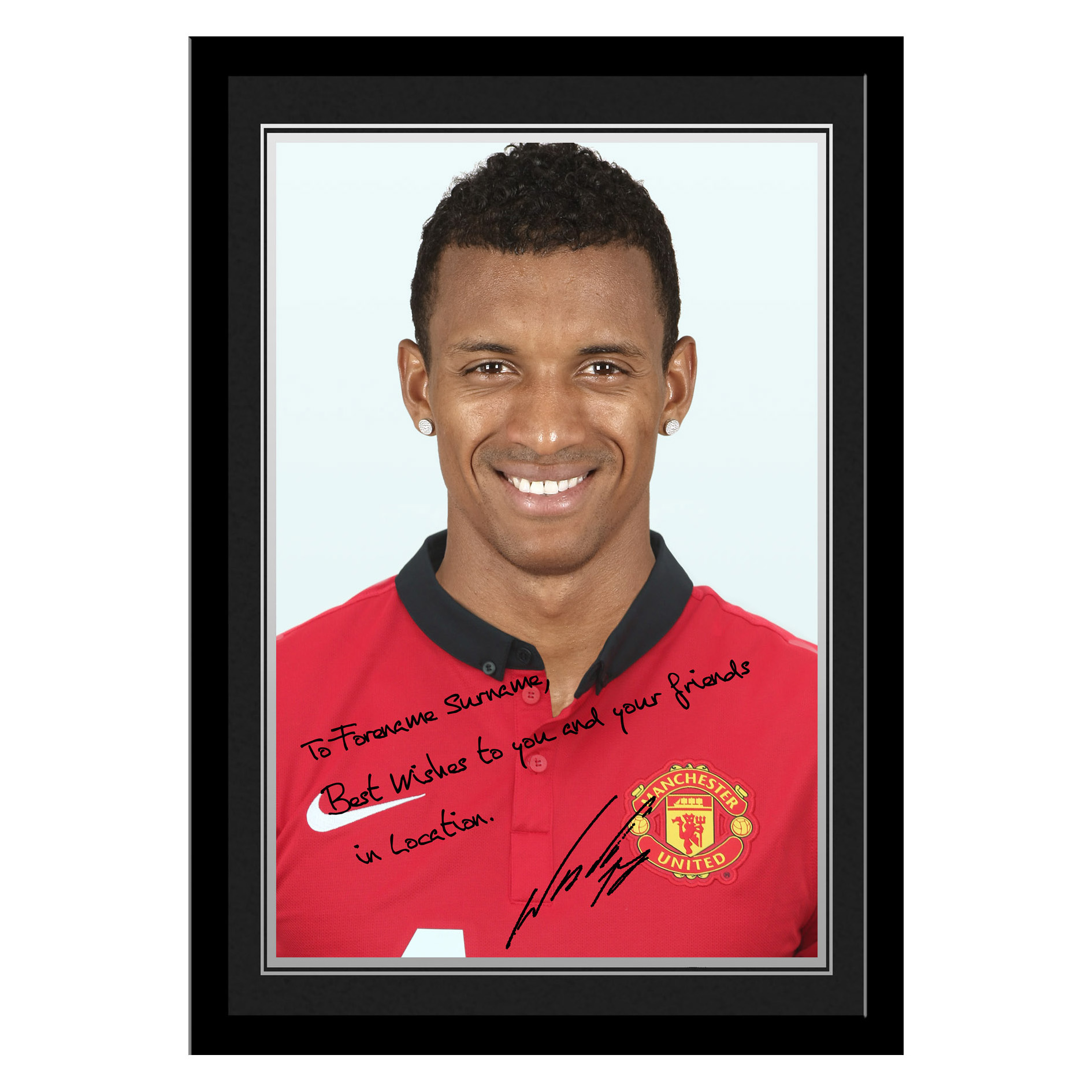 Manchester United Personalised Signature Photo Framed - Nani