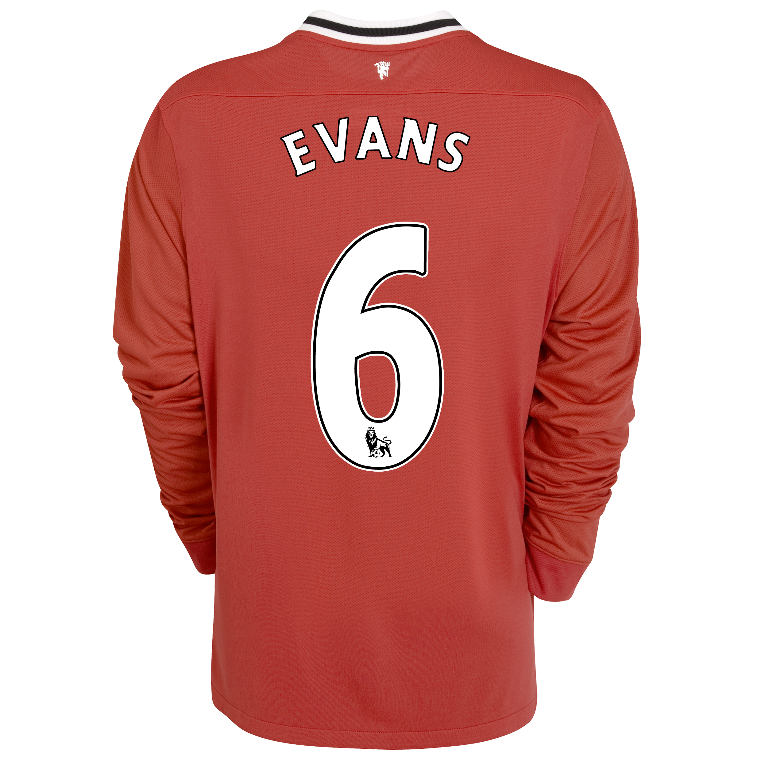 Manchester United Home Shirt 2011/12 - Long Sleeved with Evans 6 printing.