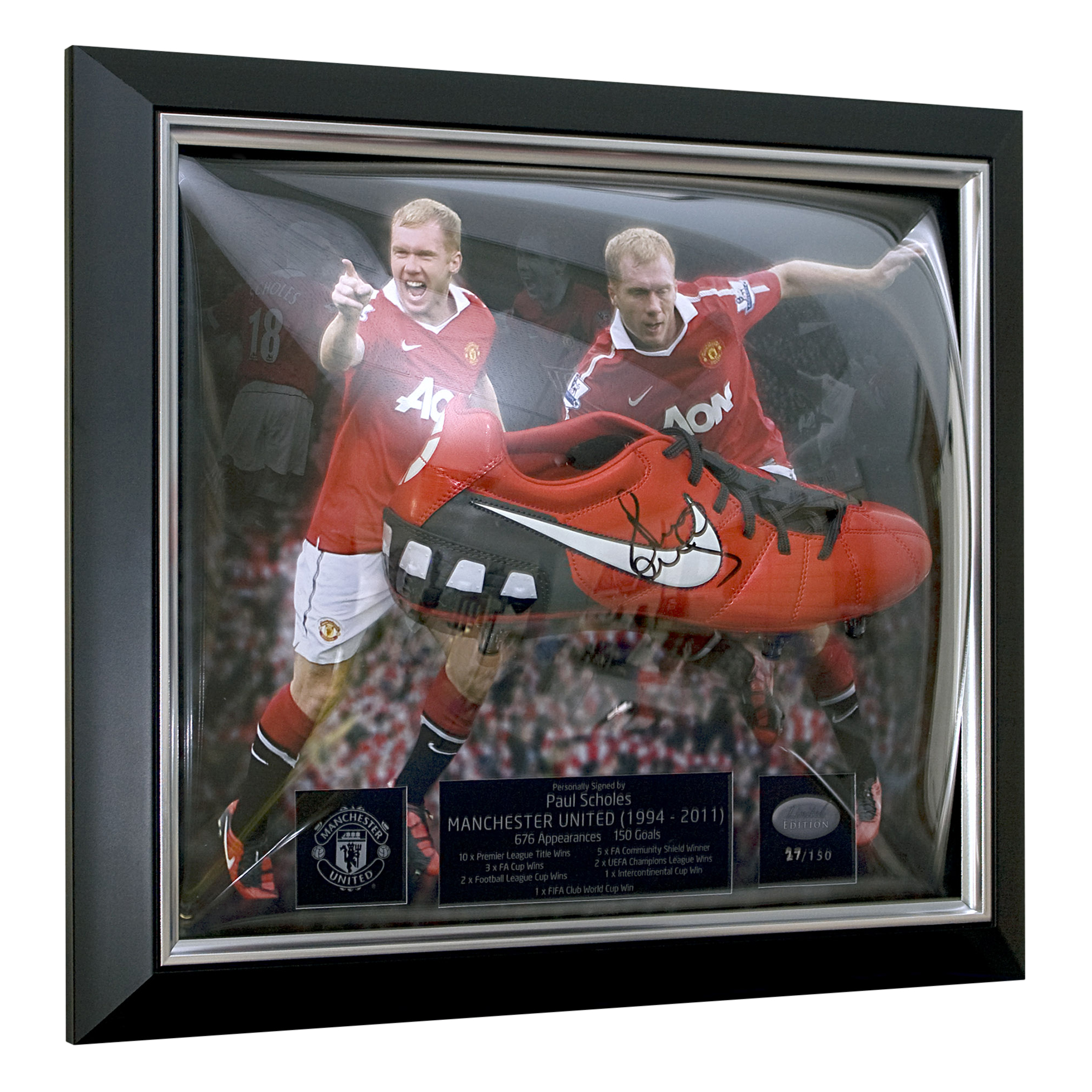 Manchester United Limited Edition Hand Signed Paul Scholes Boot - Framed.