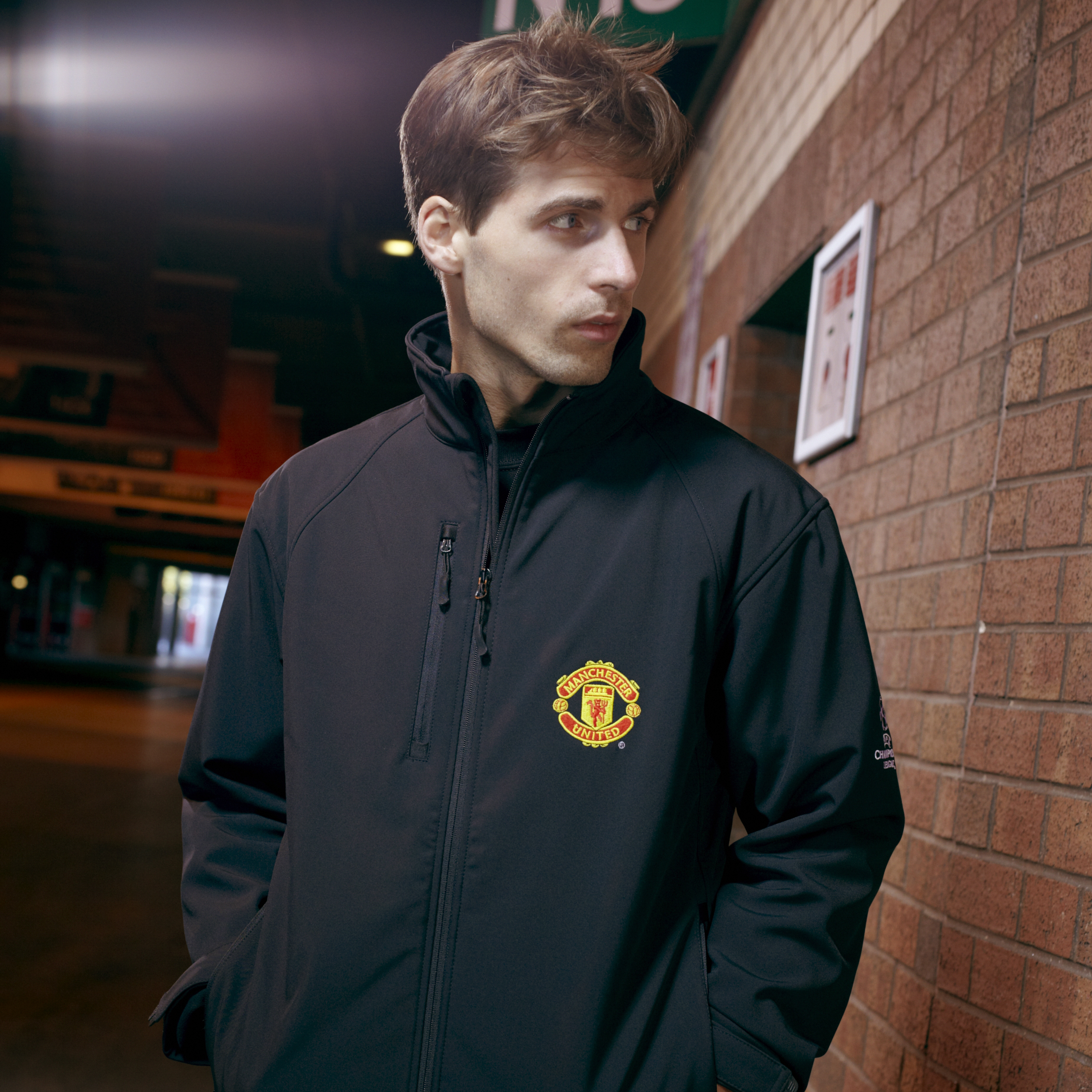 Manchester United UEFA Champions League Embroidered Soft Shell Jacket - Black