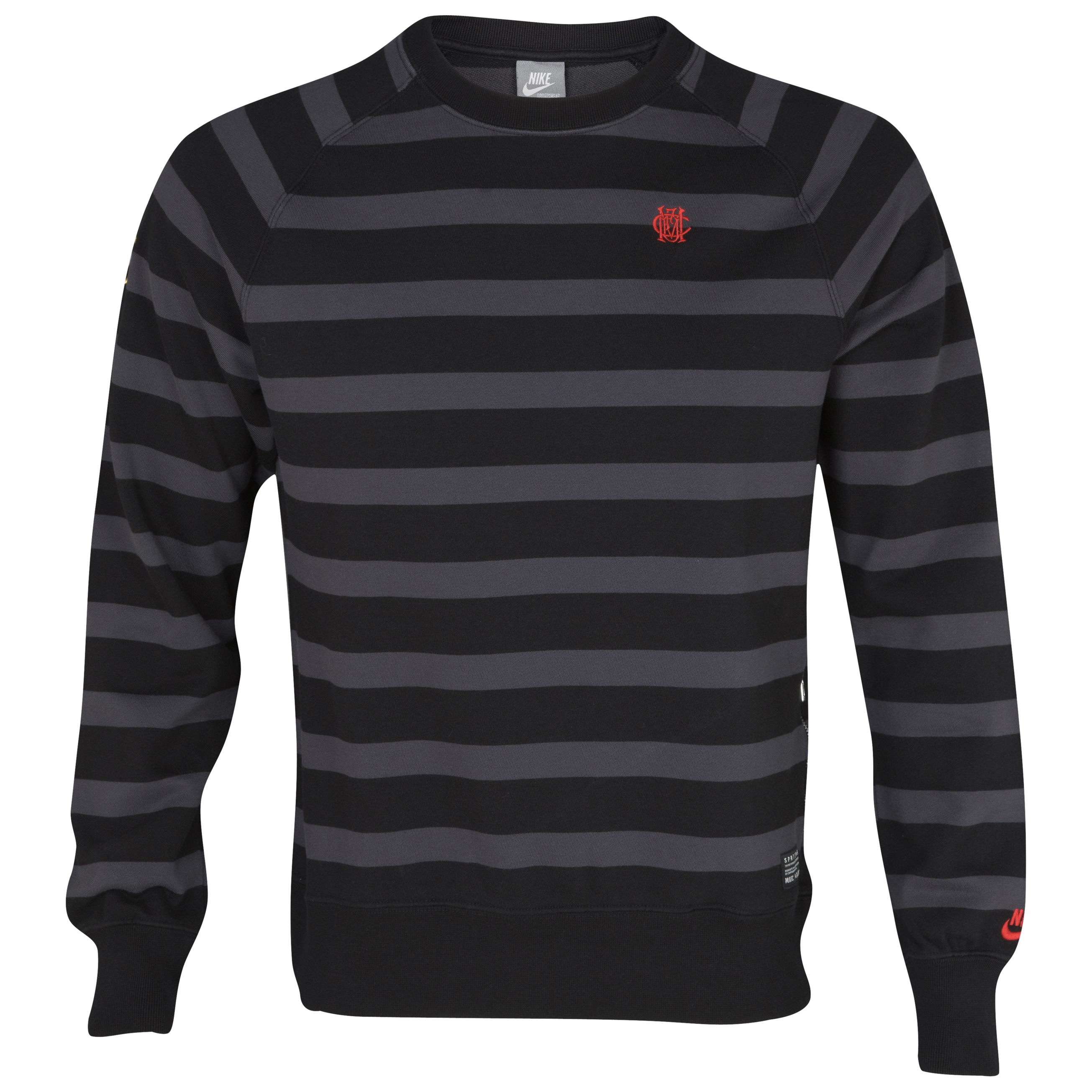 Manchester United GF Stripe Crew Sweat Black~Anthracite~Sport Red