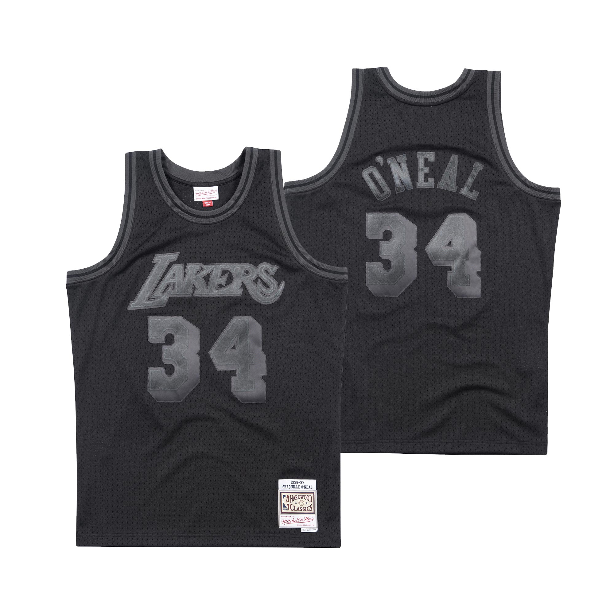 "Los Angeles Lakers Back to Black Shaquille ONeal Swingman Jersey By Mitchell & Ness - Mens"