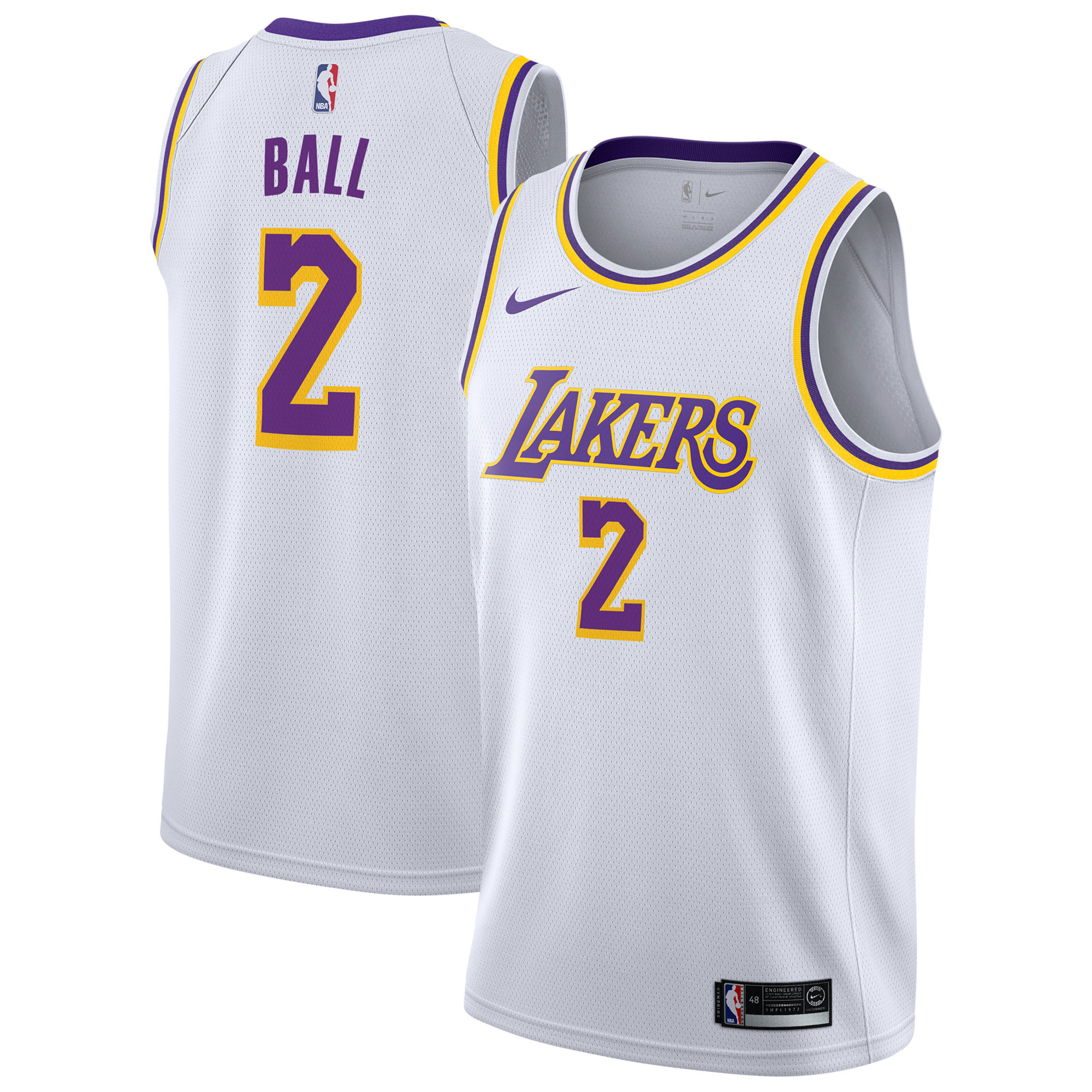 "Los Angeles Lakers Nike Association Swingman Jersey - Lonzo Ball - Mens"