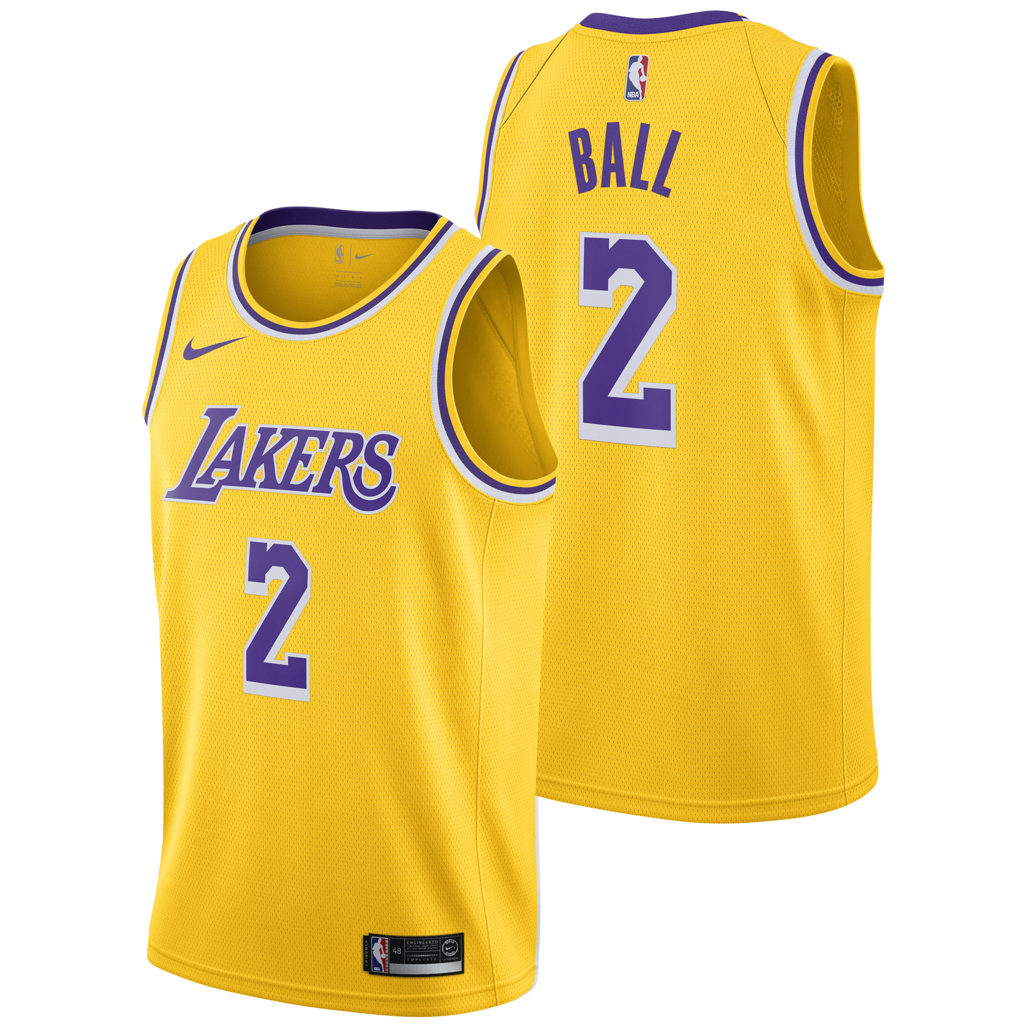 "Los Angeles Lakers Nike Icon Swingman Jersey - Lonzo Ball - Mens"