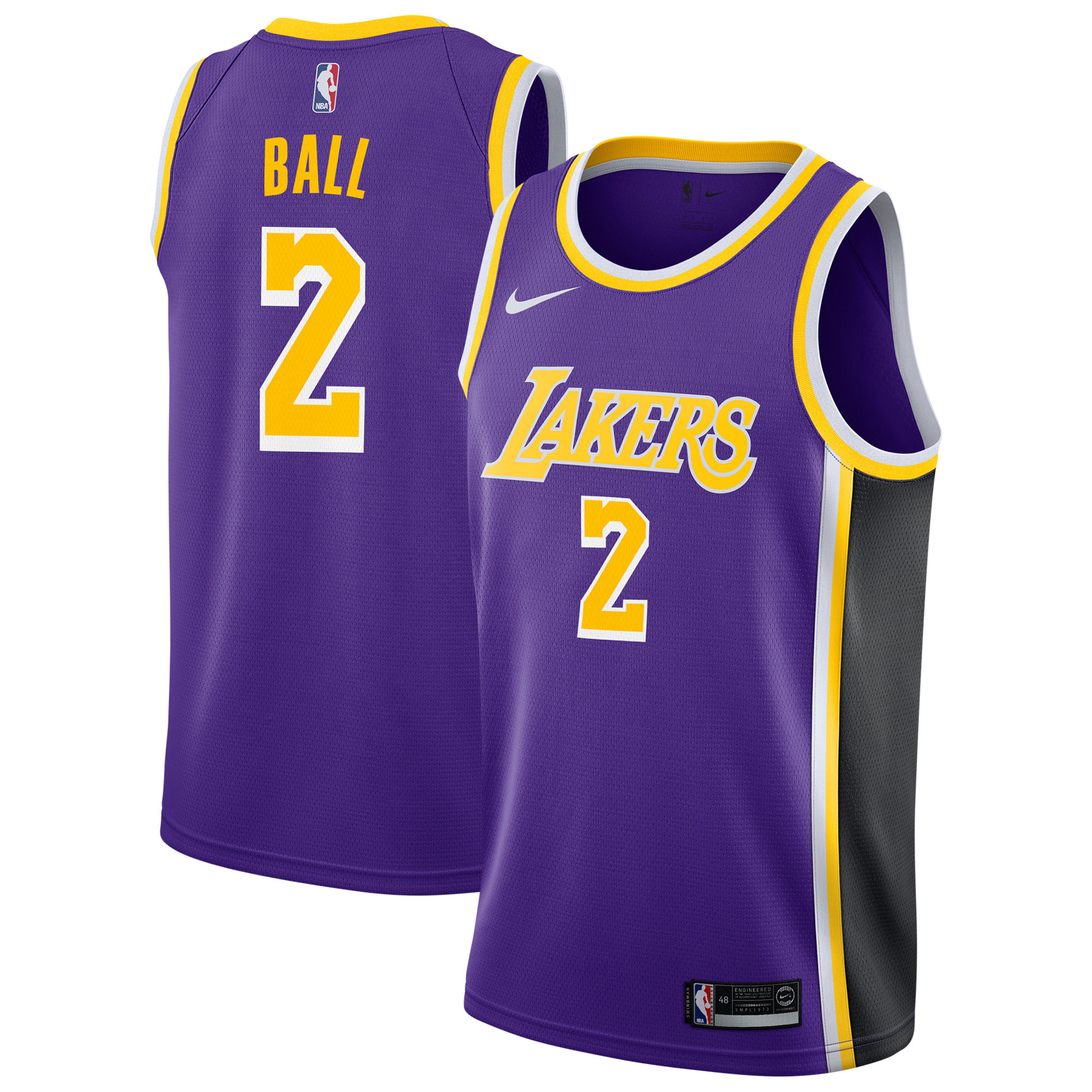 "Los Angeles Lakers Nike Statement Swingman Jersey - Lonzo Ball - Mens"