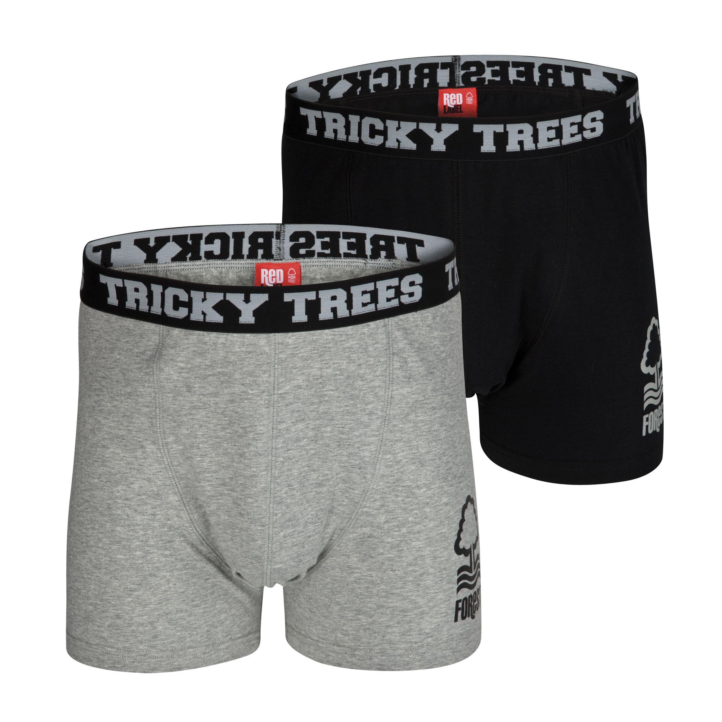 Nottingham Forest Pack of 2 Boxer Shorts - Black/Grey.