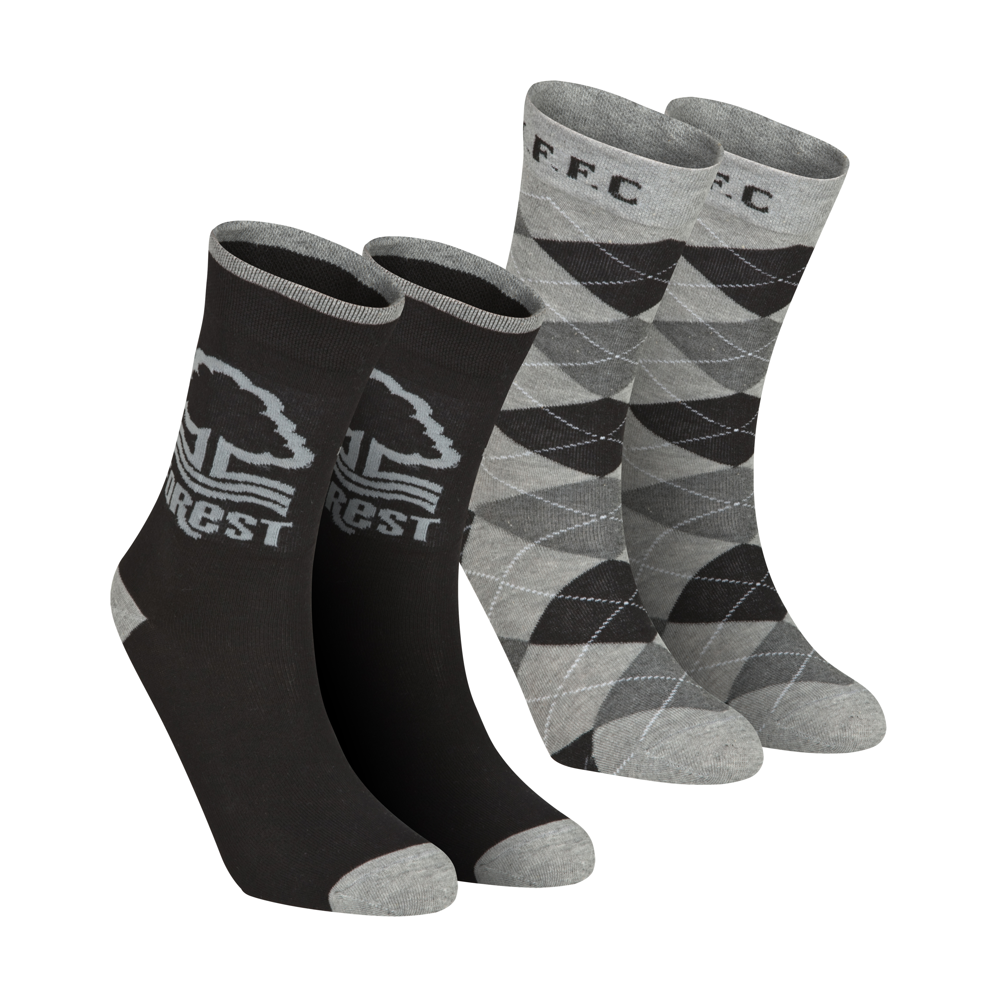 Nottingham Forest Pack of 2 Dress Socks - Black/Grey - Boys
