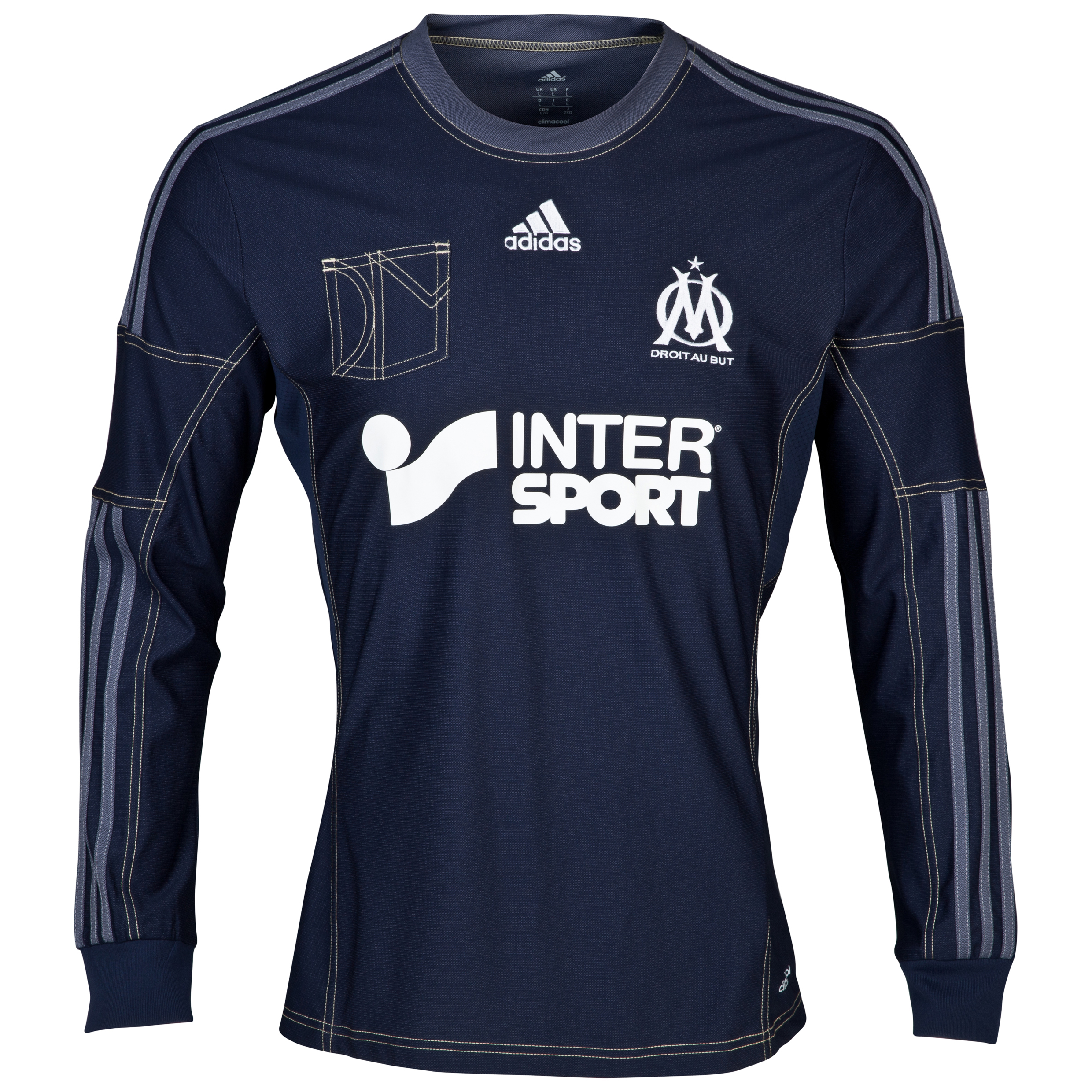 Olympique de Marseille Away Shirt LS 2013/14 - Mens Lt Blue