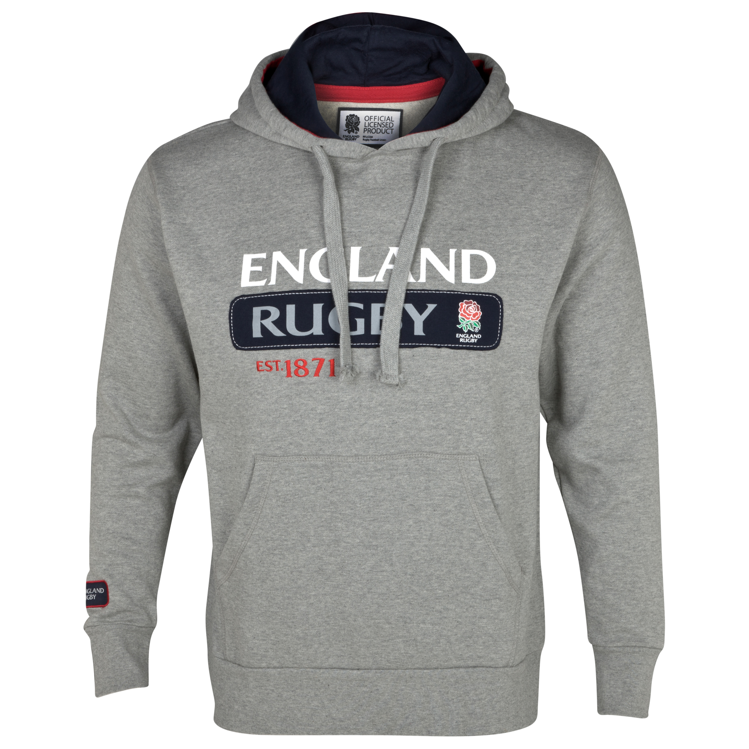 England Rugby Applique Hoody - Greymarl-Navy