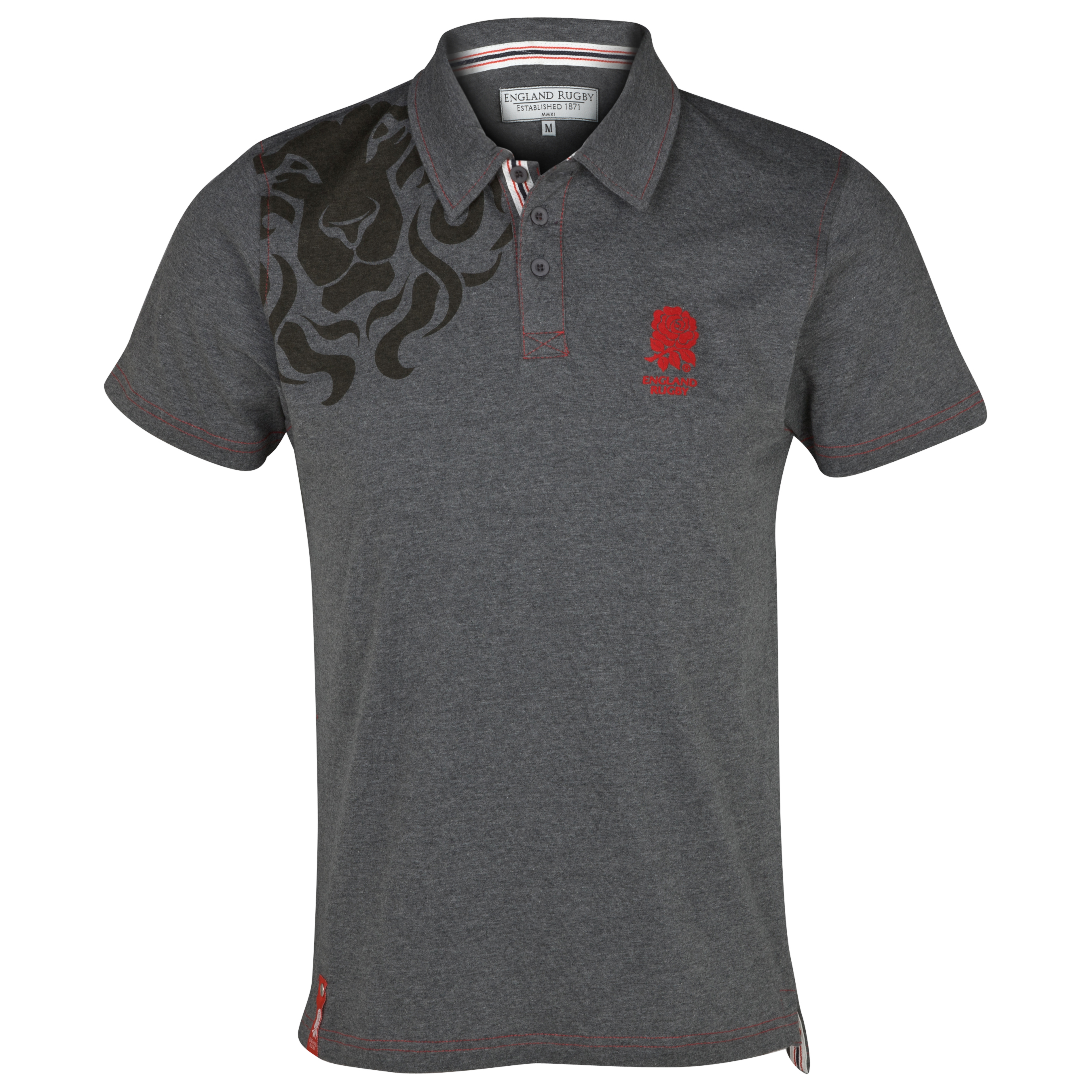 England Rugby Lion Jersey Polo - Dark Grey/Marl.